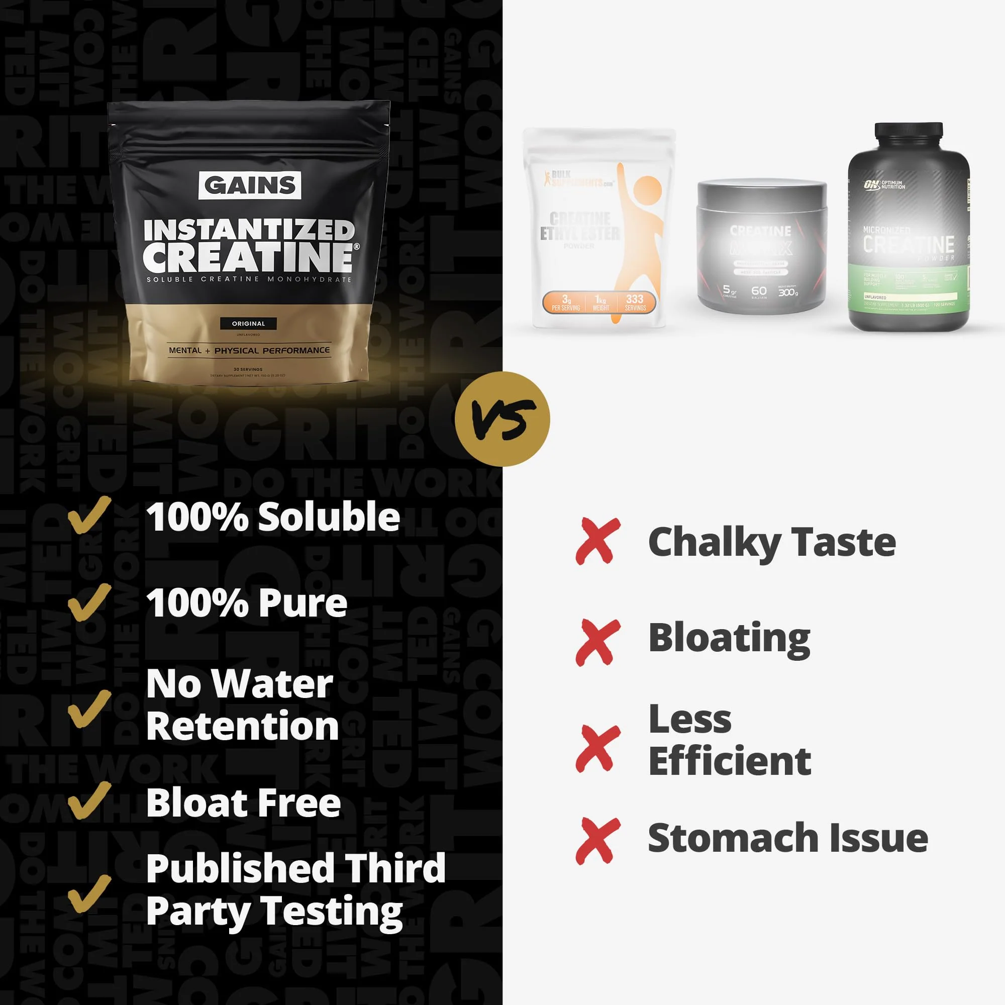 Gains in Bulk Instantized Creatine Monohydrate – Soluble, Unflavored Powder for Women and Men | 30 Servings - Image 13