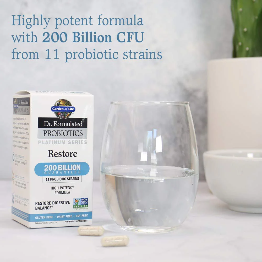 Garden of Life Dr. Formulated Probiotics Platinum Restore 200B CFU – 28 Veg Capsules | Vegan, Non-GMO, Gluten & Dairy Free - Image 6