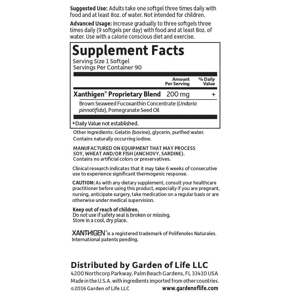 Garden of Life FucoThin Fucoxanthin Supplements – Non-Stimulant Fat Burner, 90 Softgels - Image 4