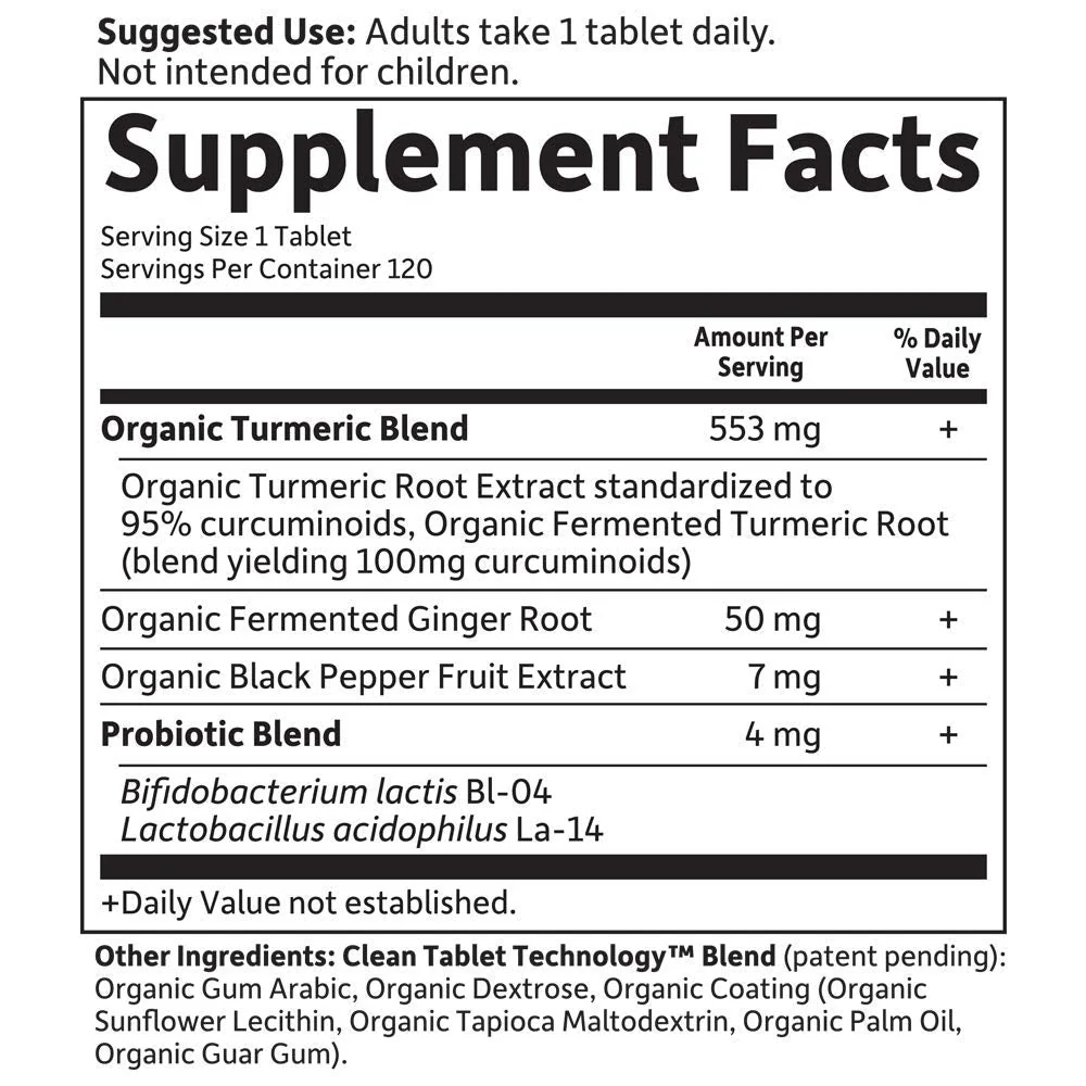 Garden of Life Organic Turmeric Extra Strength 100mg Curcumin – 120 Tablets - Image 6