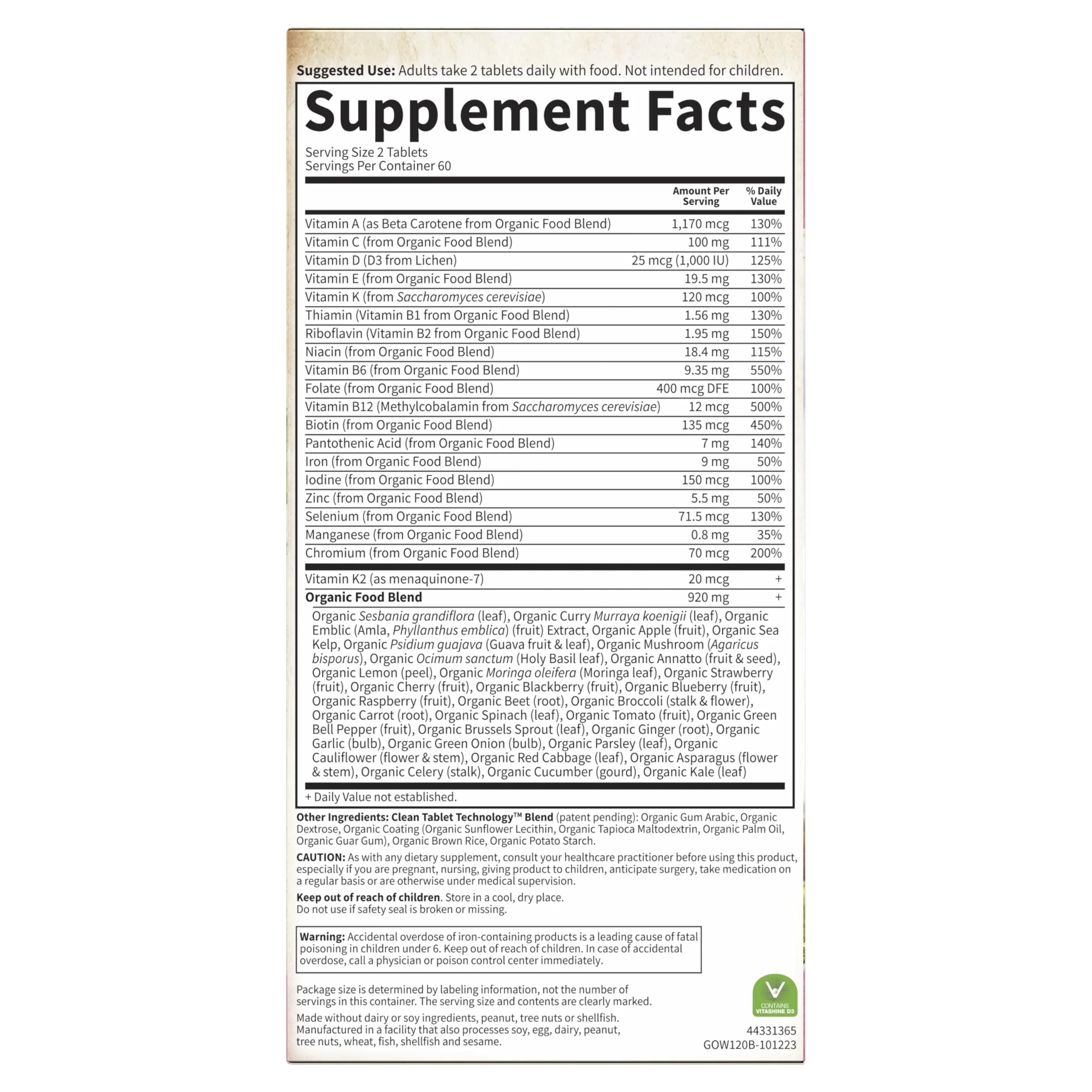 Garden of Life Organics Women’s Multi – Vegan Whole Food Multivitamin (120 Tablets) - Image 9