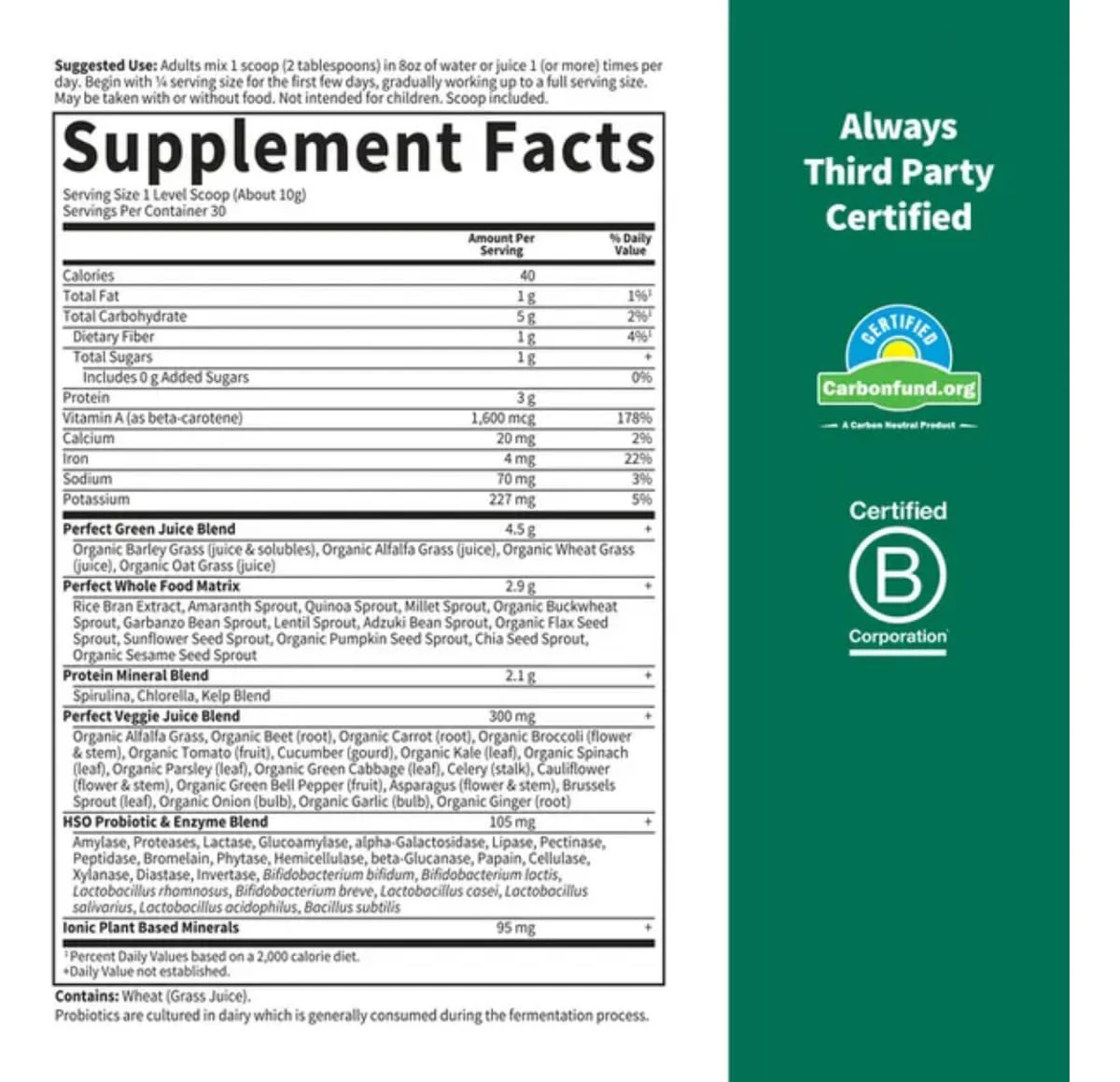 Garden Of Life Perfect Food Powder Super Green - 10.58 oz - Image 12