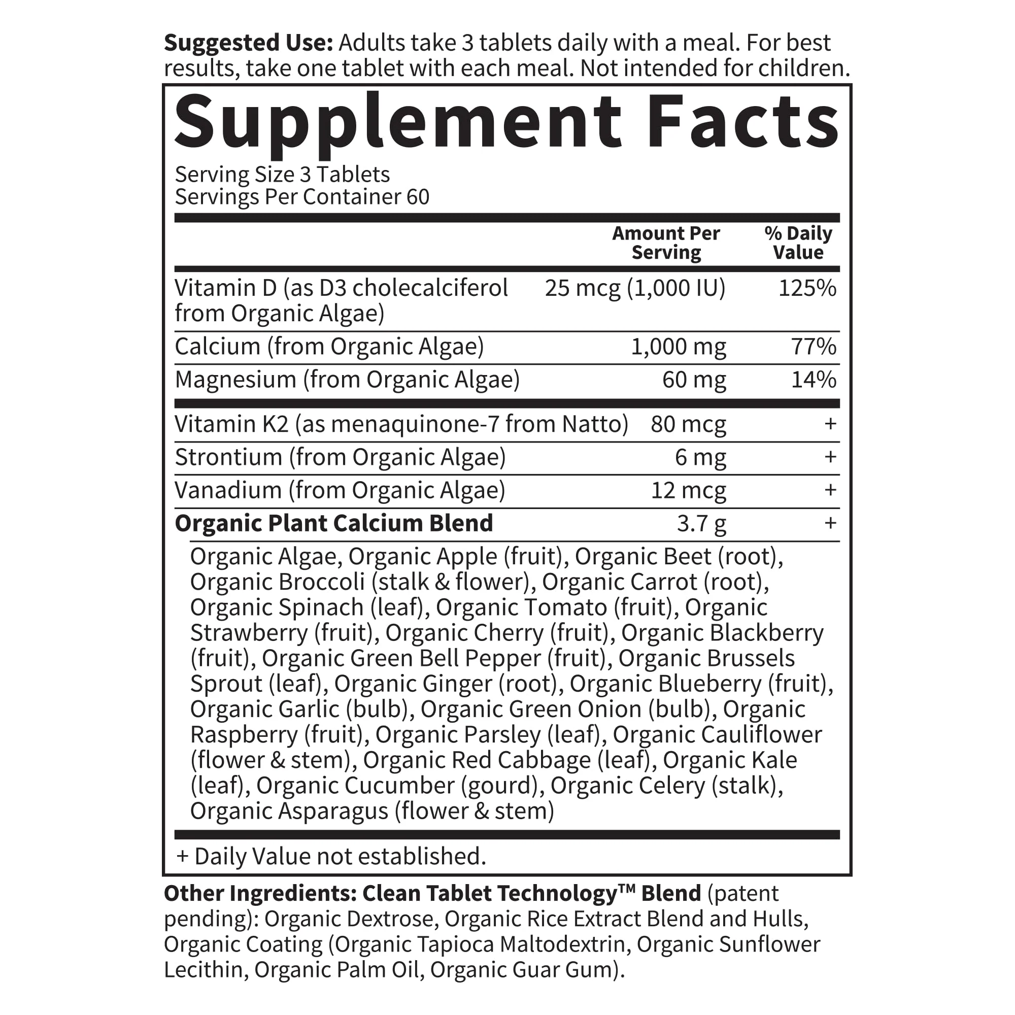 Garden of Life Plant-Based Calcium with Magnesium, D3 & K2 – Gluten-Free, 180 Count - Image 6