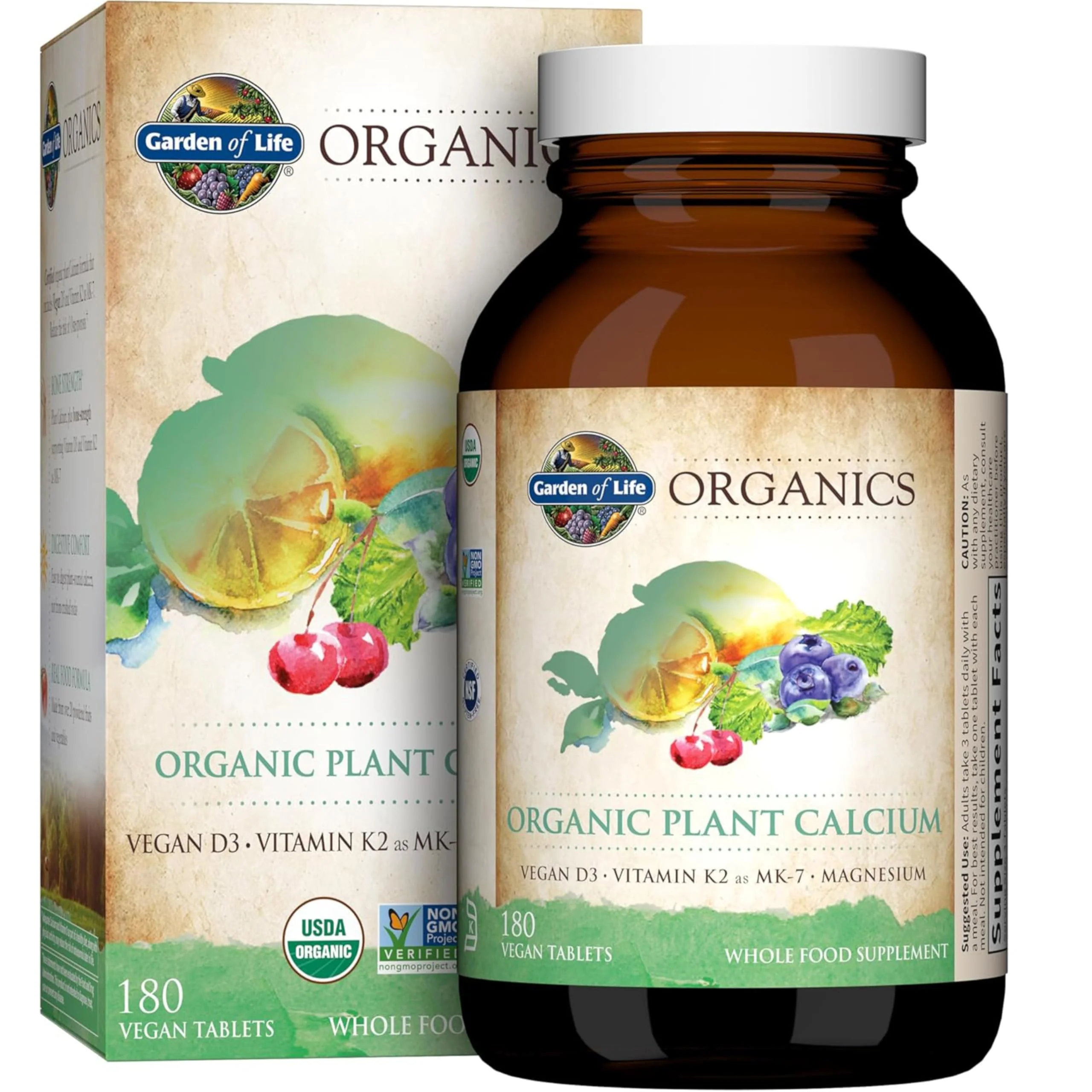 Garden of Life Plant-Based Calcium with Magnesium, D3 & K2 – Gluten-Free, 180 Count - Image 8