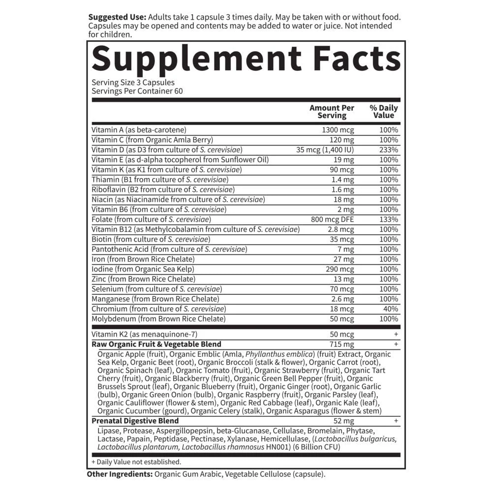 Garden of Life Vitamin Code RAW Prenatal | Whole-Food Prenatal Multivitamin (180 Veg Capsules) - Image 15