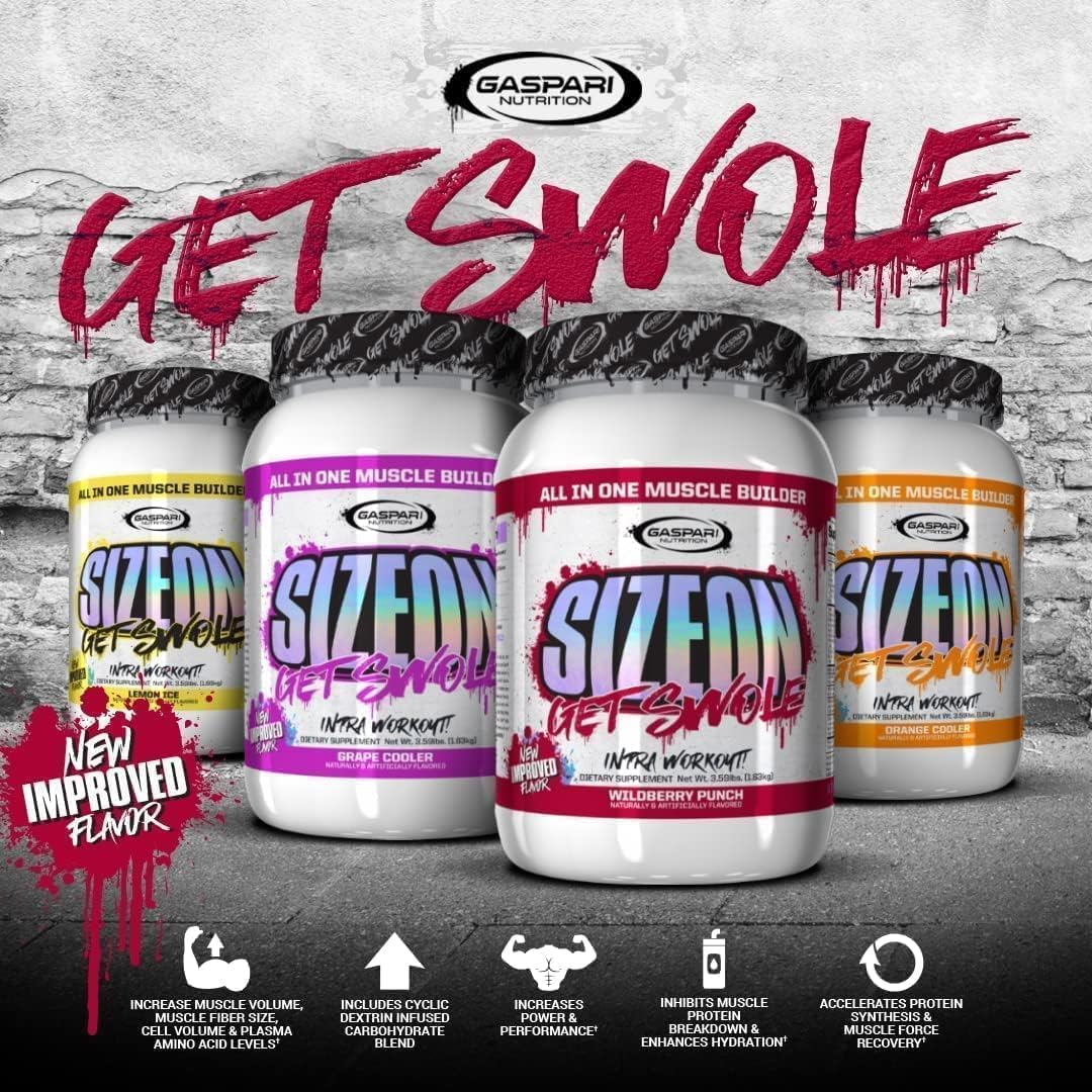 Gaspari SizeOn – Hybrid Intra-Workout Amino Acids & Creatine for Muscle Size & Recovery (3.59 lb Raspberry) - Image 15