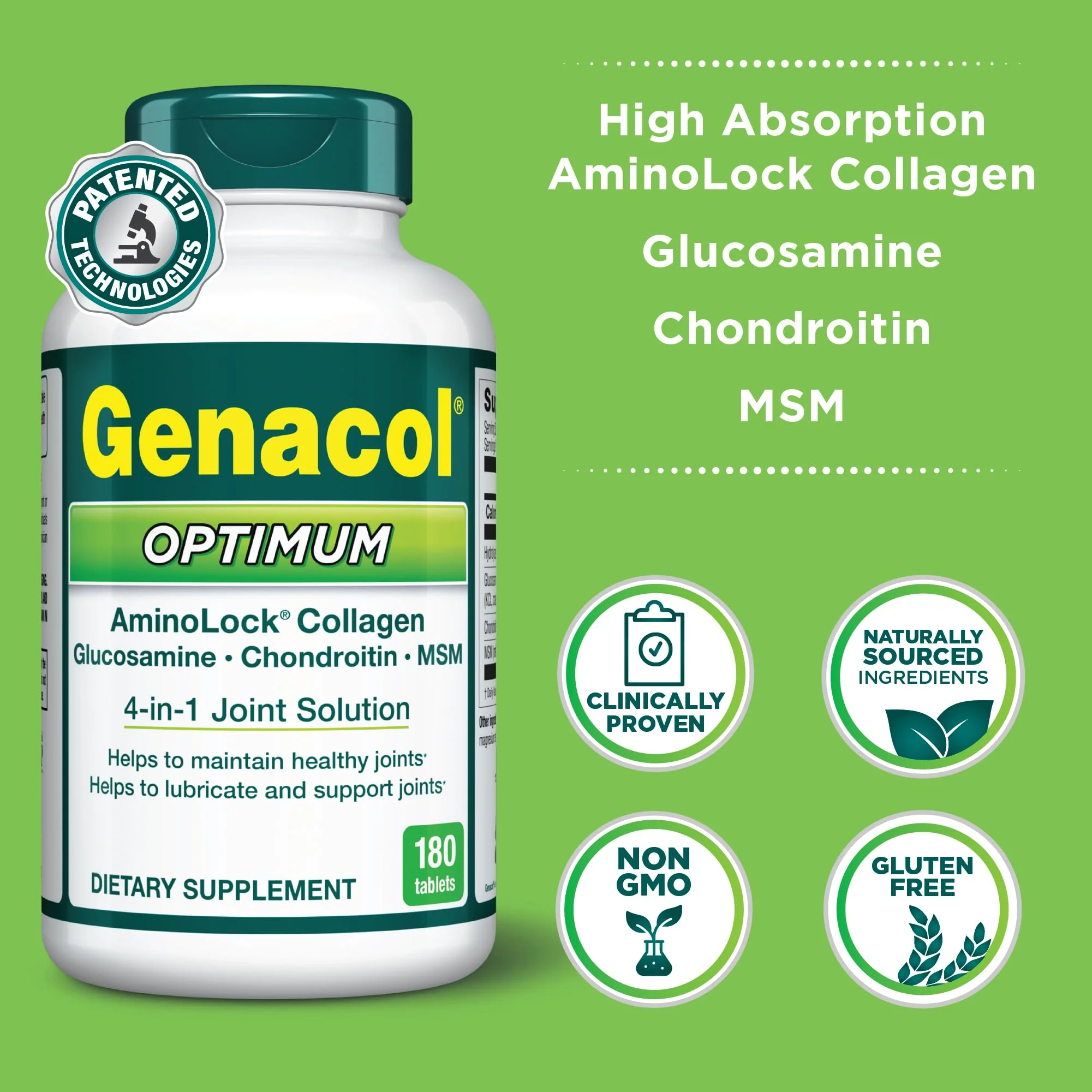 Genacol Optimum: Joint Support Tablets with Glucosamine, Chondroitin, MSM & Ultra-Hydrolyzed Collagen - 180 Count - Image 6