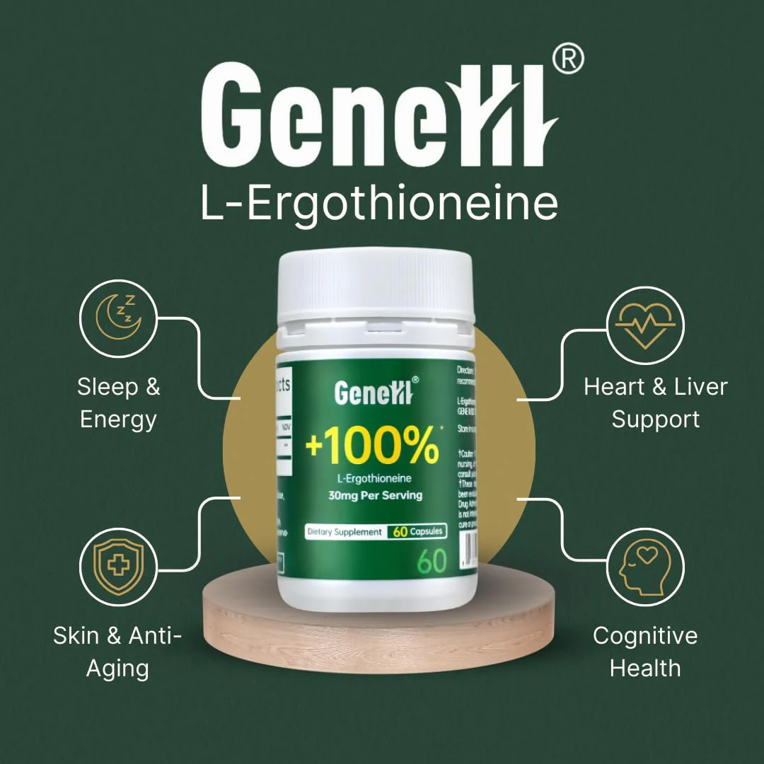 GENEIII L-Ergothioneine Supplement 30mg per Serving | 60 Servings | Lab Tested, USA Made - Image 10