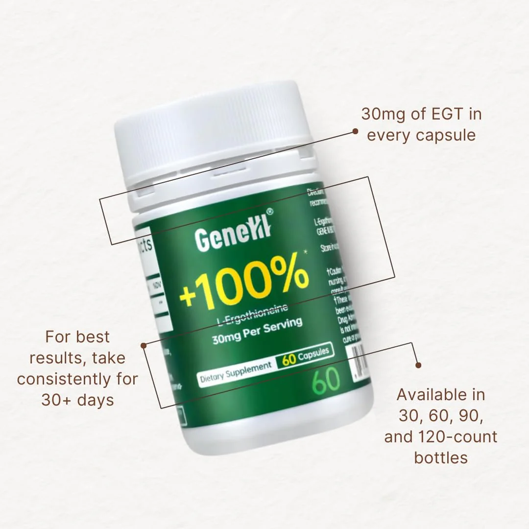 GENEIII L-Ergothioneine Supplement 30mg per Serving | 60 Servings | Lab Tested, USA Made - Image 3