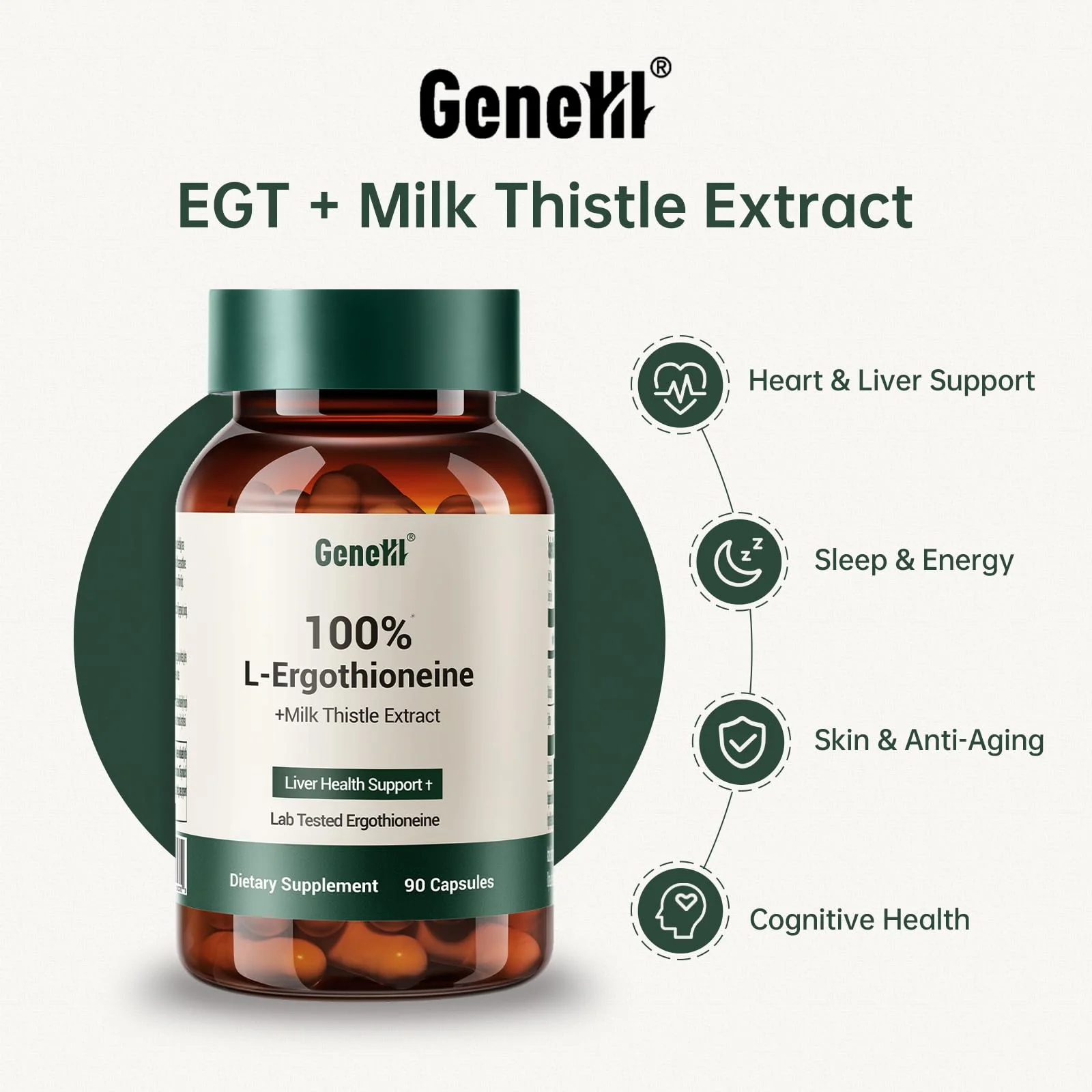 GENEIII Milk Thistle & L-Ergothioneine – Liver & Cellular Health Support | 90 Count - Image 3