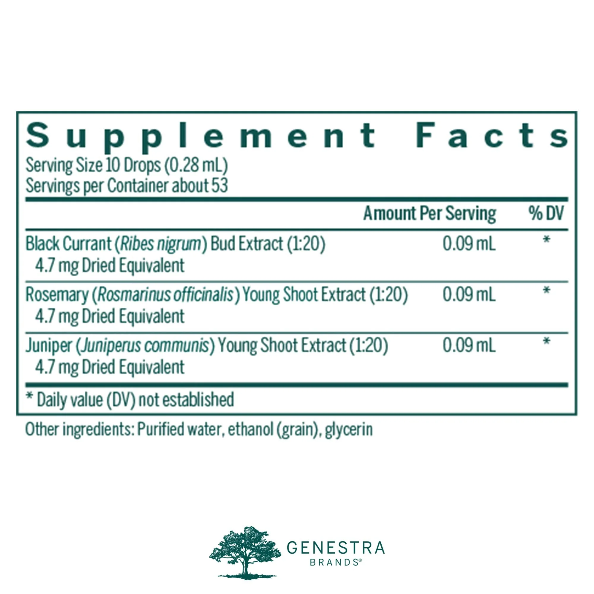 Genestra Brands Al-gen | Black Currant, Rosemary & Juniper Herbal Supplement | 0.5 fl oz - Image 2