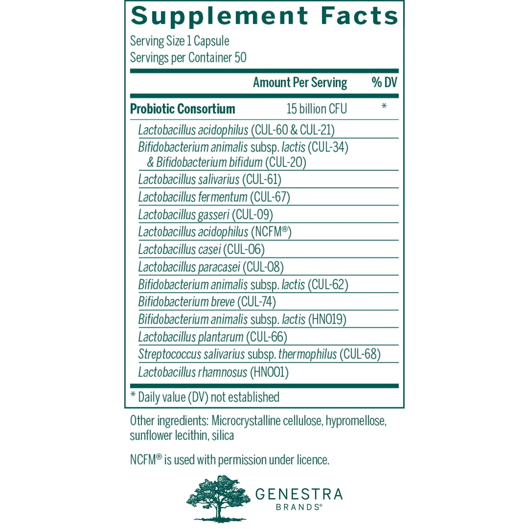 Genestra Brands HMF Multi Strain | Shelf-Stable Probiotic Supplement for Gastrointestinal Health | 50 Vegetarian Capsules - Image 2