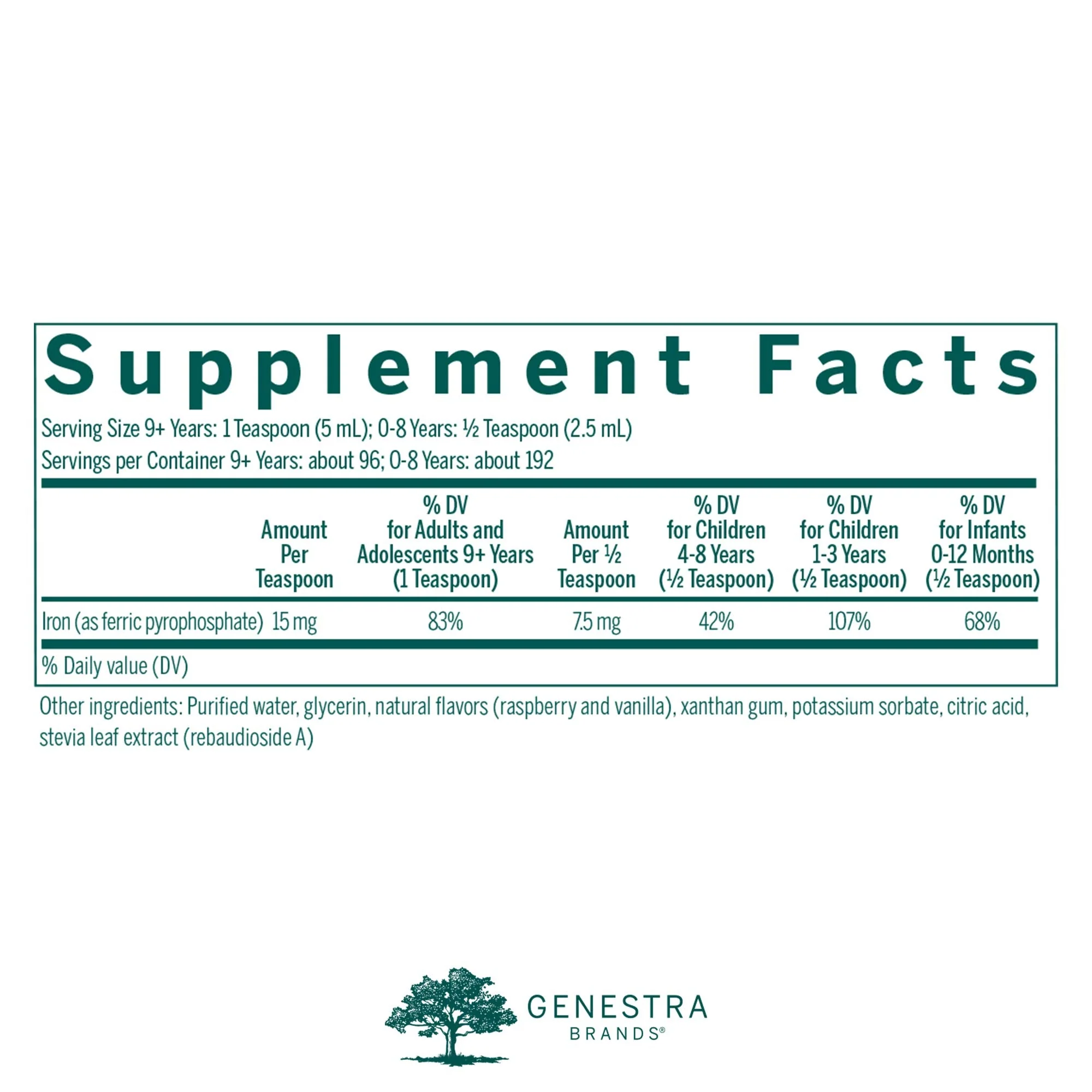 Genestra Brands Liquid Iron – Colloidal Mineral Supplement (Raspberry) 16.2 fl oz - Image 2