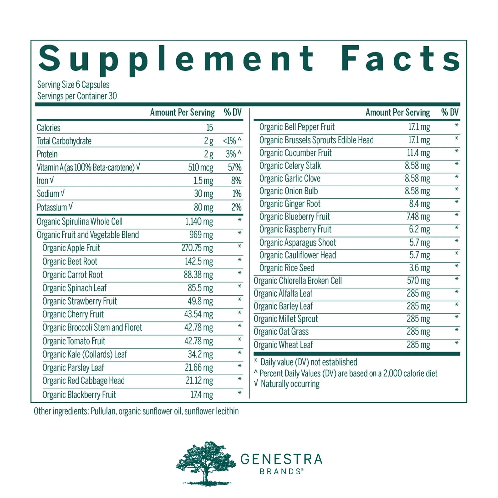 Genestra Brands Phyto Greens Capsules | Organic Greens, Vitamins & Enzymes - 180 Capsules - Image 2