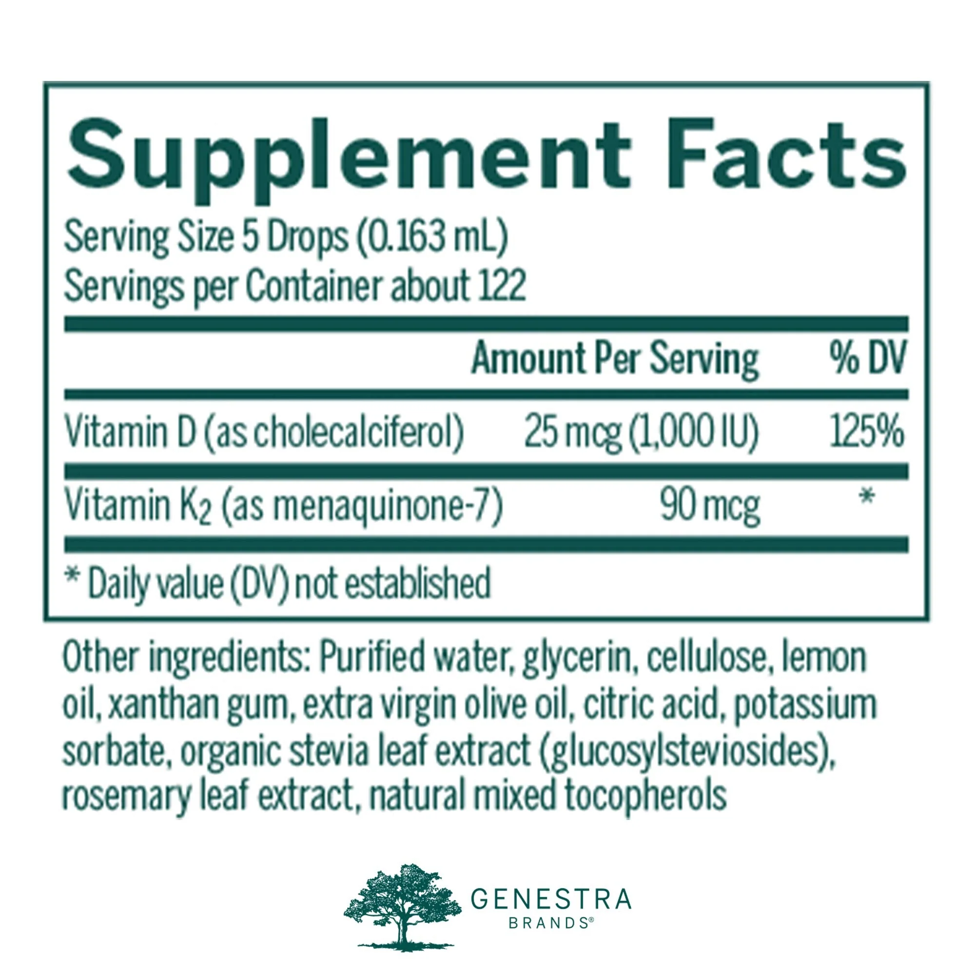 Genestra D3 K2 Mulsion - Liquid Vitamin D3 + K2 for Bone Health | 122 Servings - Image 2