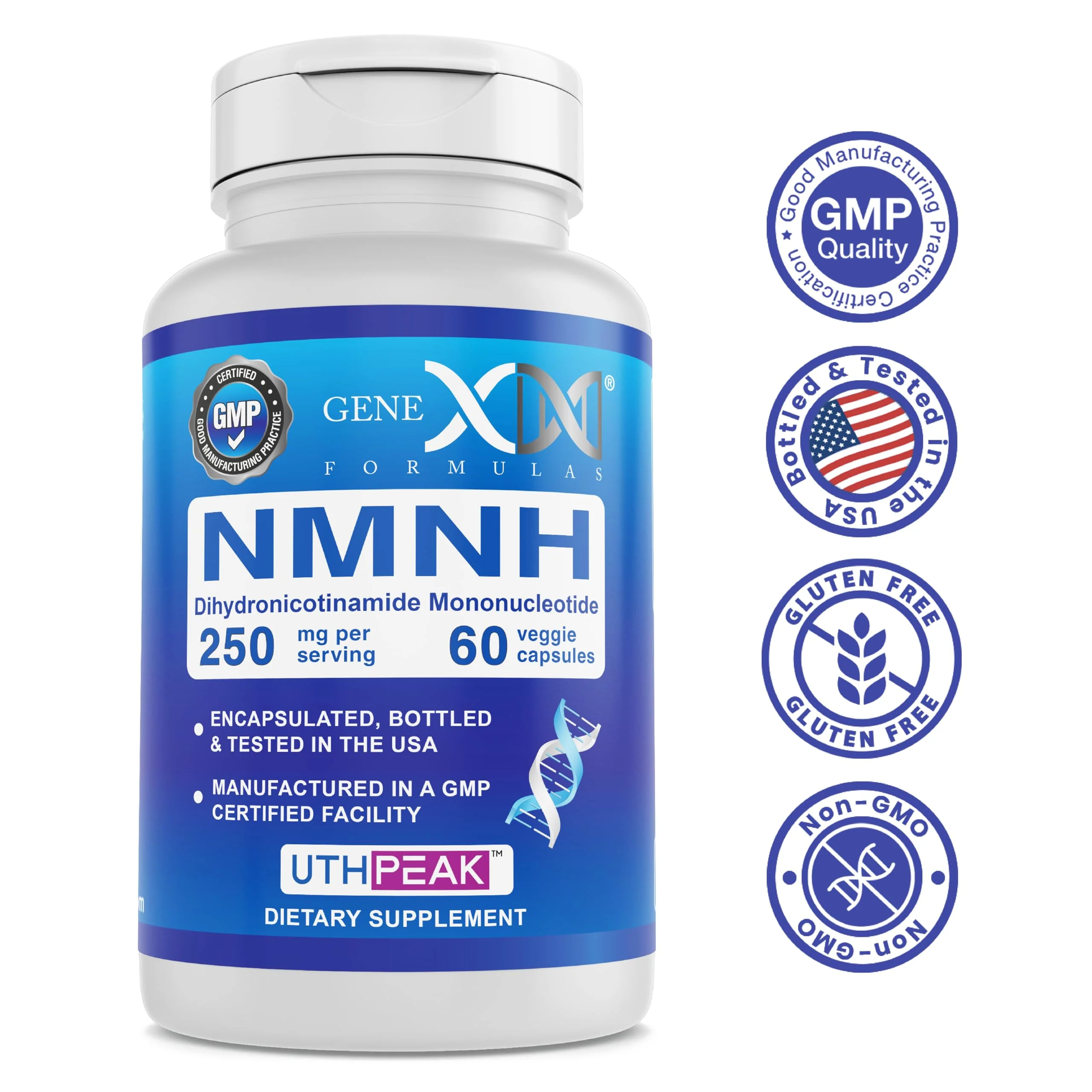 Genex Formulas 250mg NMNH (60 Capsules - 30 Servings) | Uthpeak™ NMNH (Dihydronicotinamide Mononucleotide) NAD+ Precursor for Healthy Aging - Non-GMO, Gluten-Free, Vegetarian - Image 4
