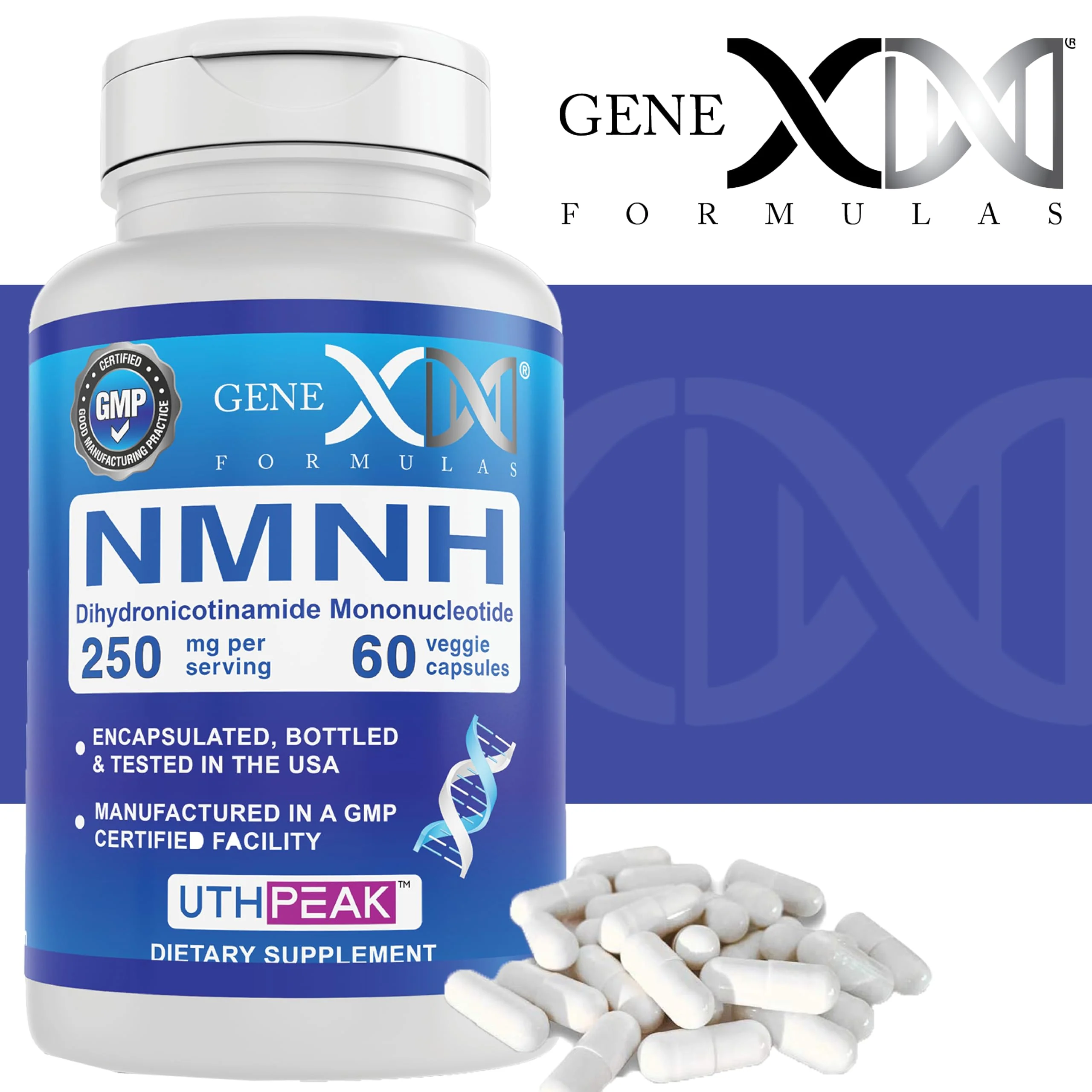 Genex Formulas 250mg NMNH (60 Capsules - 30 Servings) | Uthpeak™ NMNH (Dihydronicotinamide Mononucleotide) NAD+ Precursor for Healthy Aging - Non-GMO, Gluten-Free, Vegetarian - Image 9