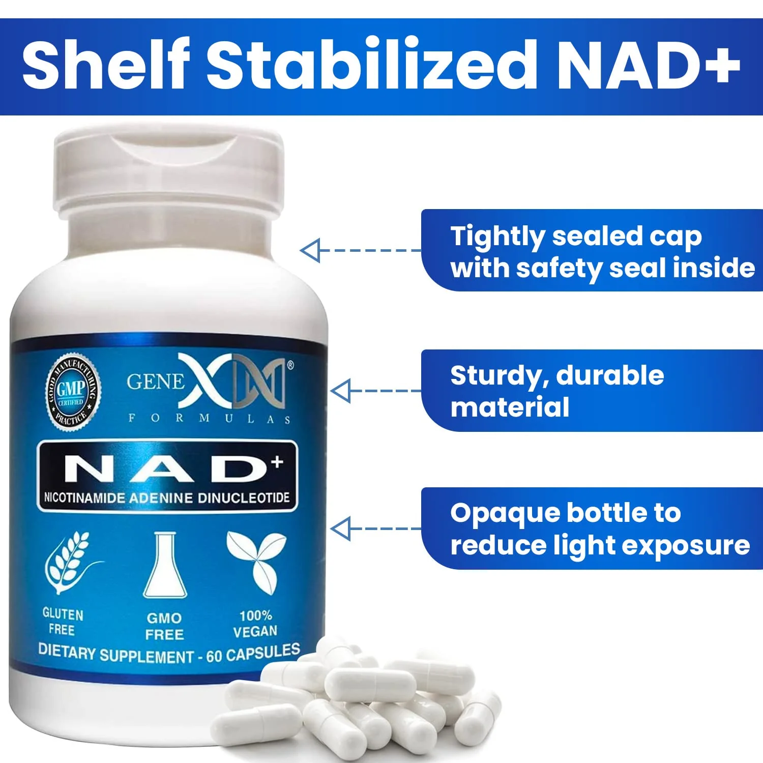 Genex Formulas NAD+ 250mg – 60 Capsules | Actual NAD+ (Not a Precursor) – Vegan, Gluten Free - Image 5