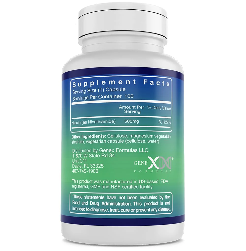 Genex Formulas Nicotinamide 500mg (3-Pack) | Flush-Free Niacinamide for Skin Health & Energy - Image 8