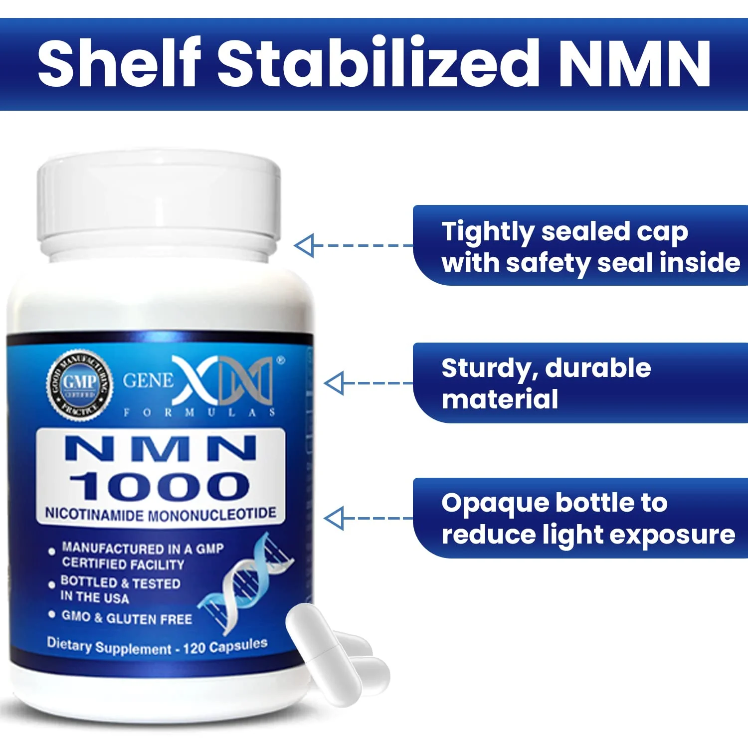 Genex Formulas NMN 1000mg – 99% Pure, Shelf-Stable NAD Support, 120 Capsules, GMP Certified - Image 13