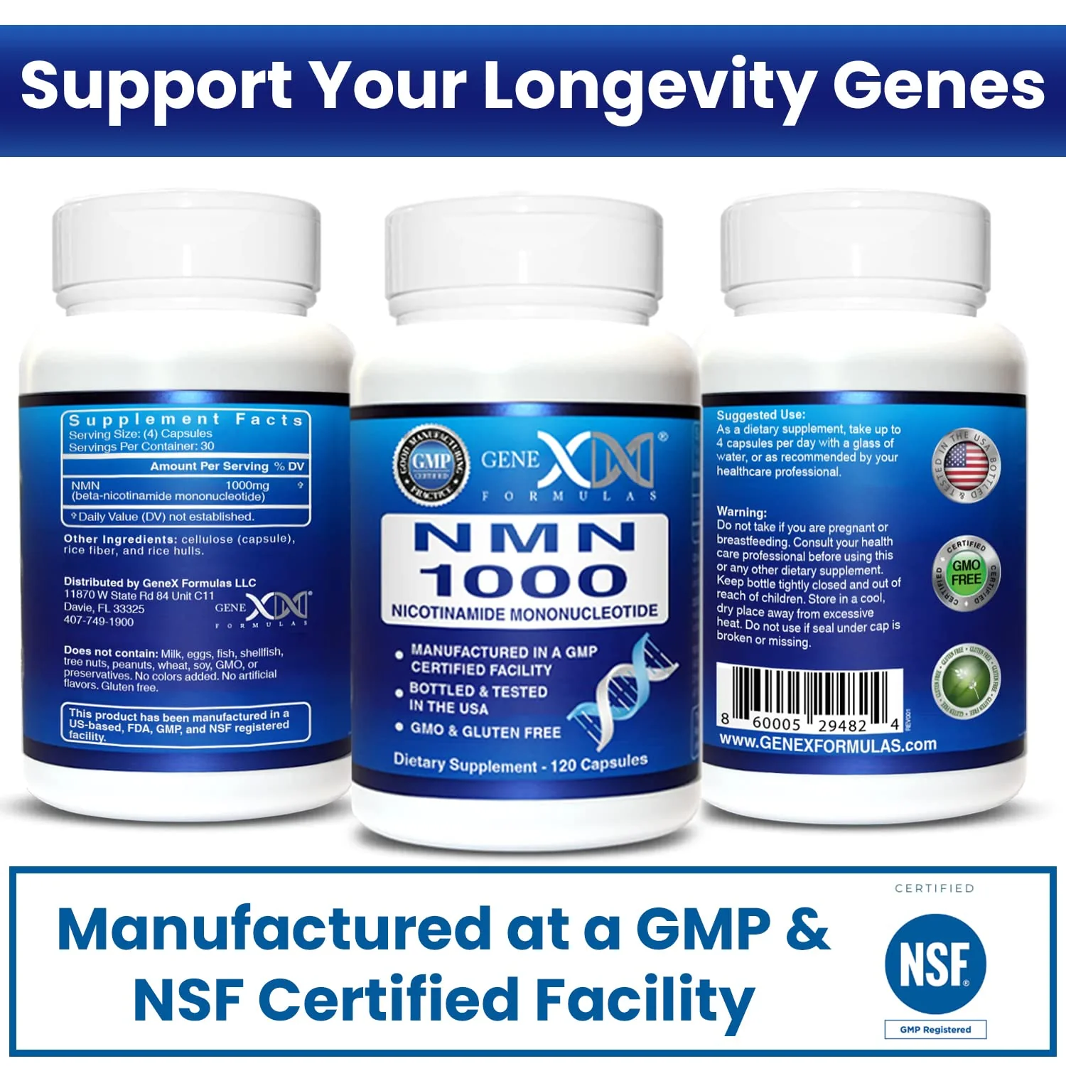 Genex Formulas NMN 1000mg – 99% Pure, Shelf-Stable NAD Support, 120 Capsules, GMP Certified - Image 15