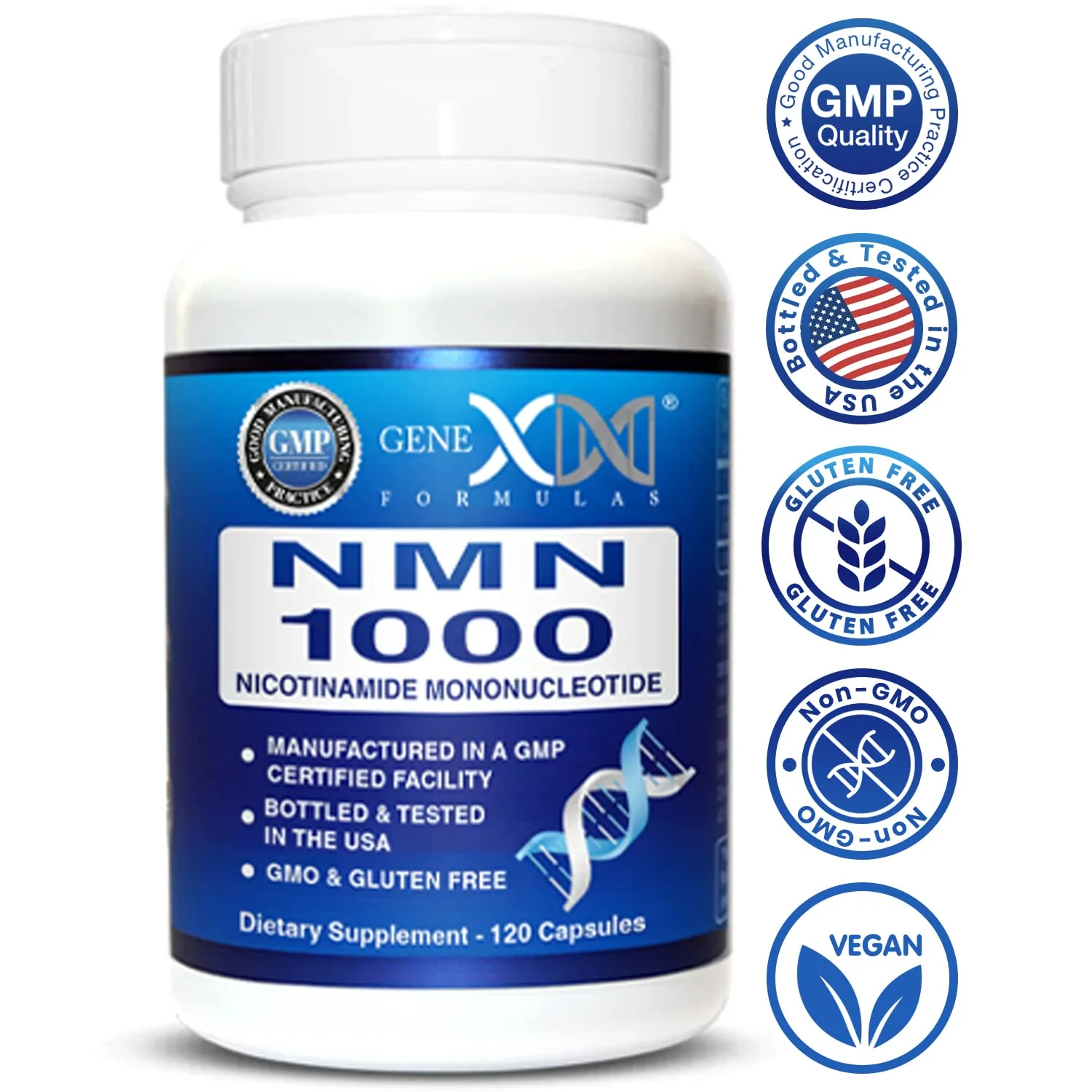 Genex Formulas NMN 1000mg – 99% Pure, Shelf-Stable NAD Support, 120 Capsules, GMP Certified - Image 6