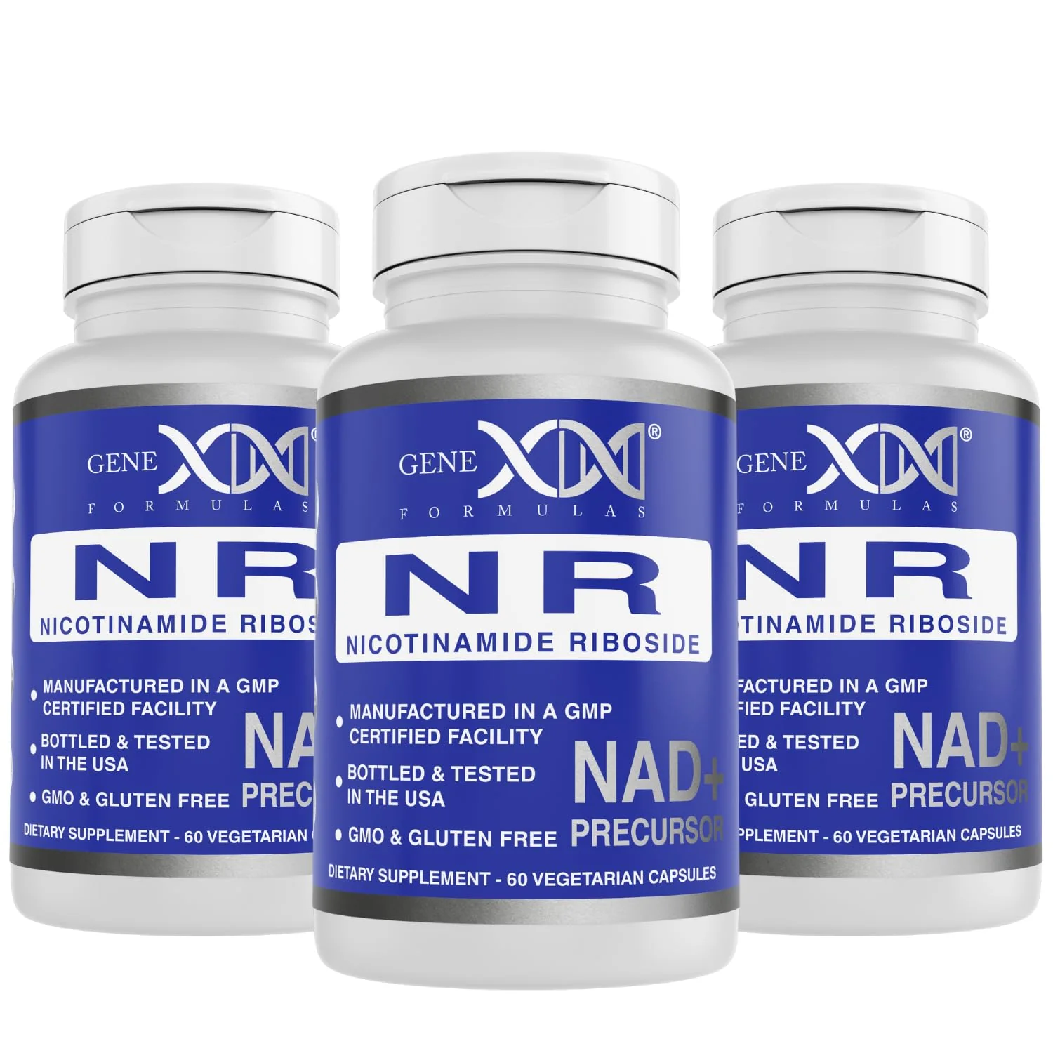 Genex Formulas NR Nicotinamide Riboside 300mg (3 Pack) NAD+ Precursor for Healthy Aging - GMP-Certified, Non-GMO, Gluten-Free, Vegetarian