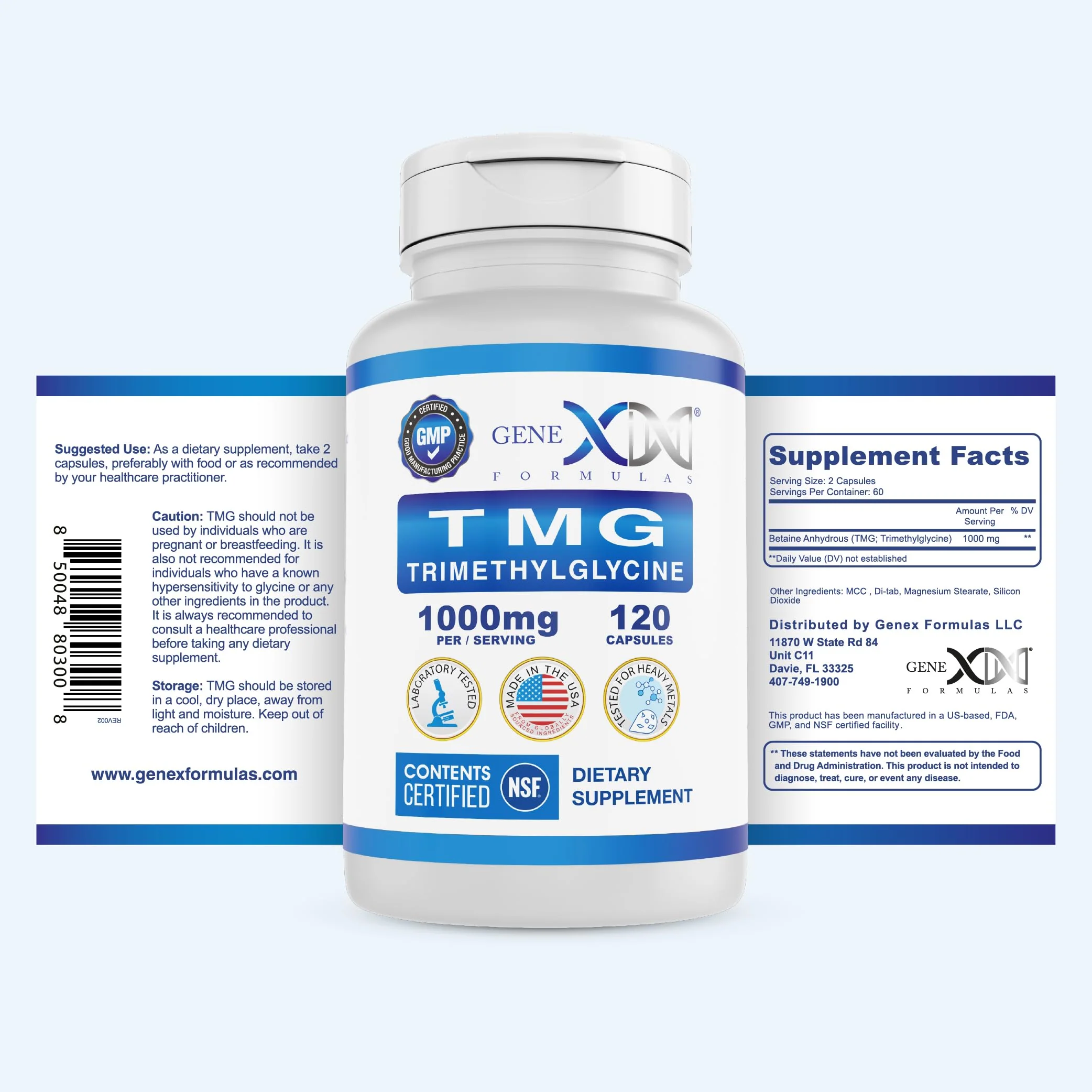 Genex Formulas TMG 1000mg - 360 Capsules | NSF Certified, Gluten Free & Non-GMO - Image 13