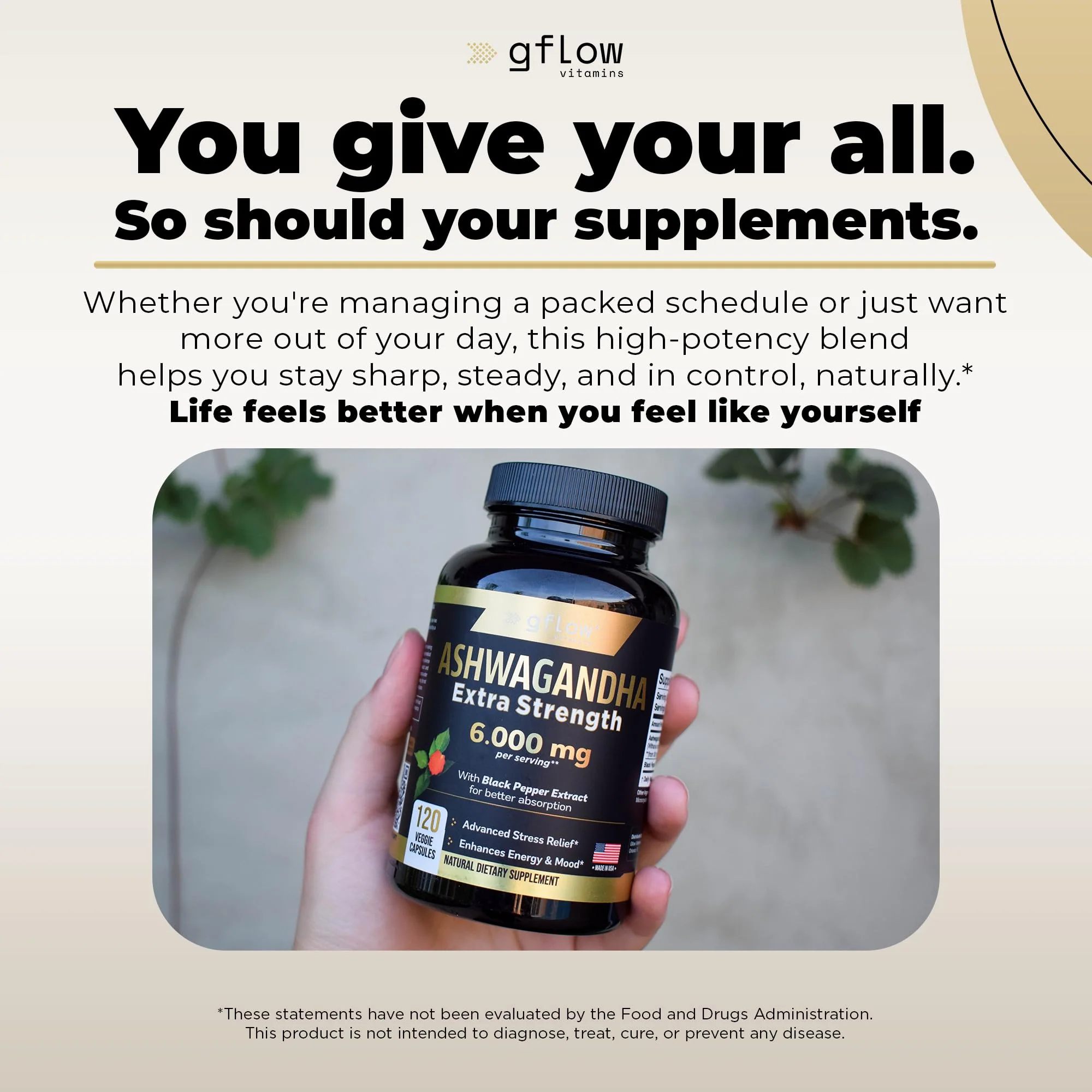 gflow vitamins Ashwagandha 6000mg – Extra Strength, vegan, non-GMO – Made in USA | Sleep, Mood & Energy | Pack of 3 - Image 14