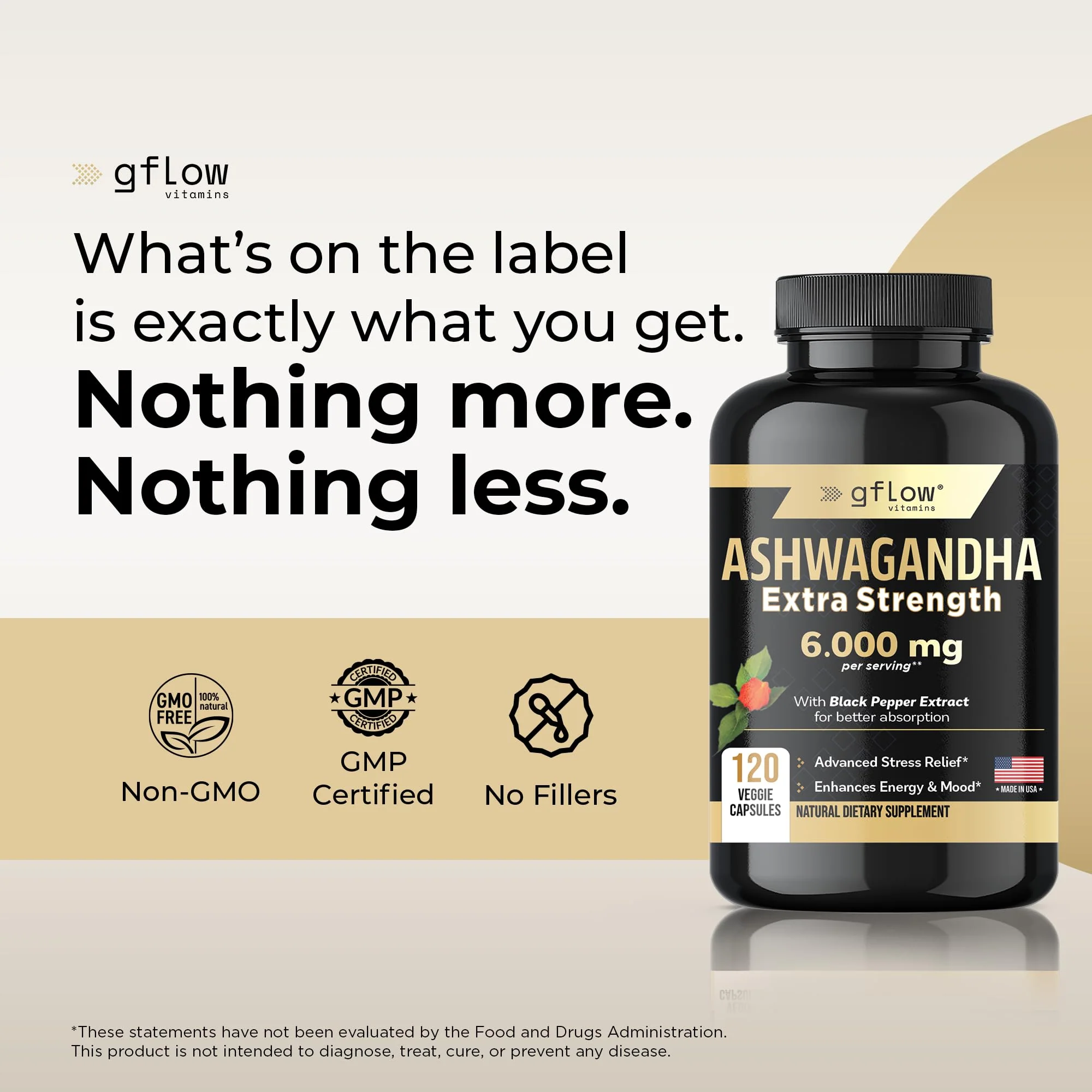 gflow vitamins Ashwagandha 6000mg – Extra Strength, vegan, non-GMO – Made in USA | Sleep, Mood & Energy | Pack of 3 - Image 17
