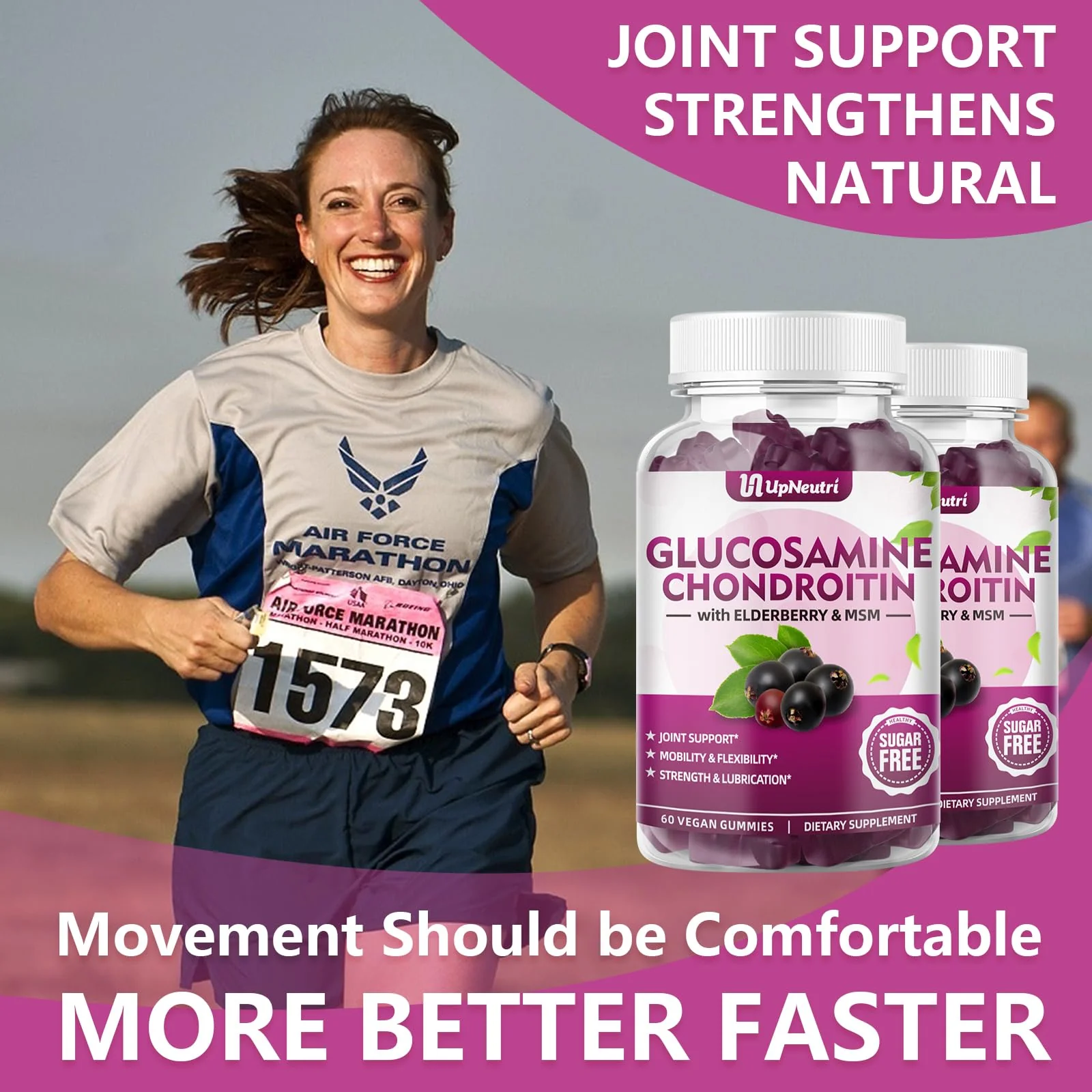 GGlucosamine Chondroitin Gummies Sugar Free – Extra Strength 1500mg + Turmeric, Joint Support (120 Count x2) - Image 5