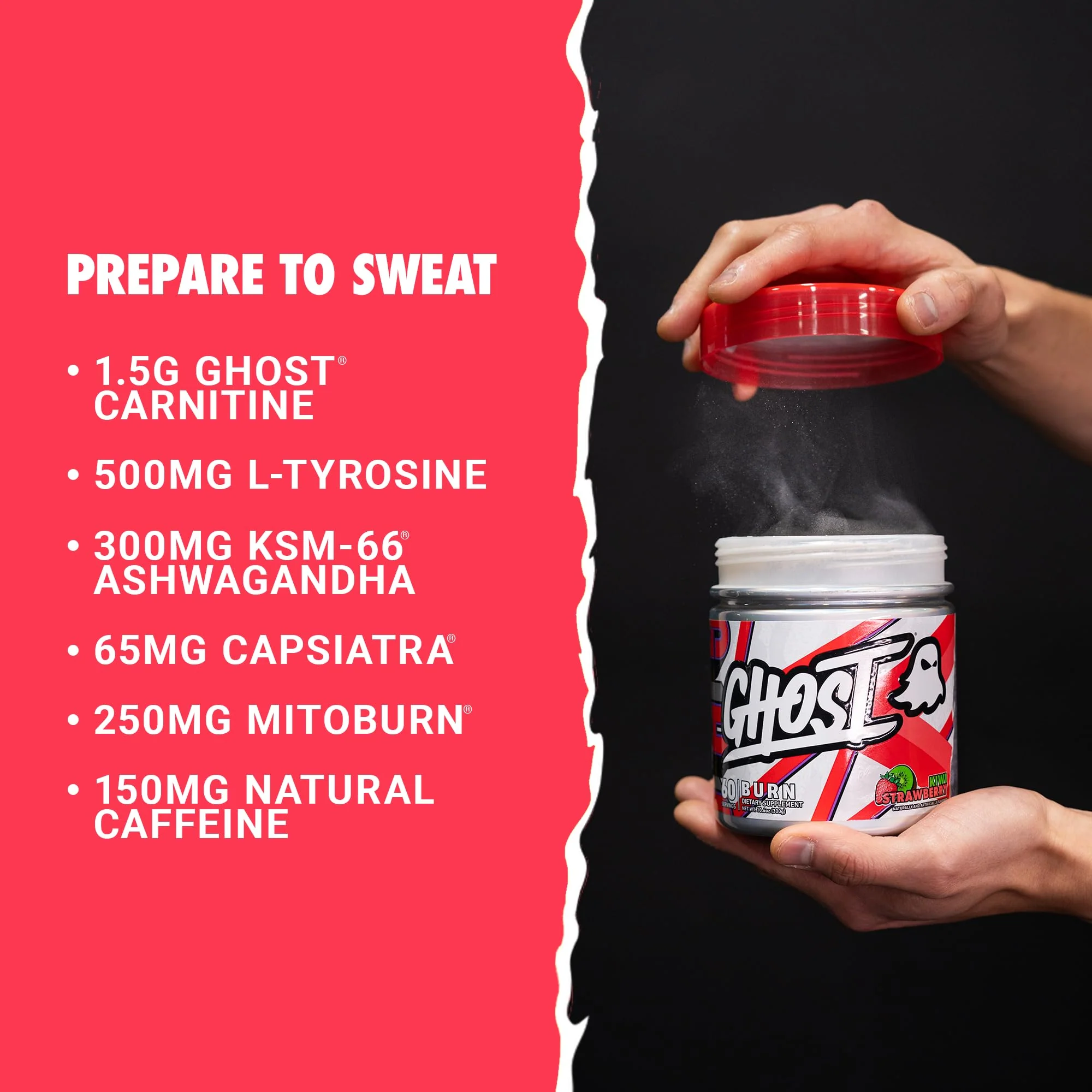 GHOST Burn Weight Management Powder – Kiwi Strawberry (60 Servings) | Vegan, Sugar-Free Energy Support - Image 9