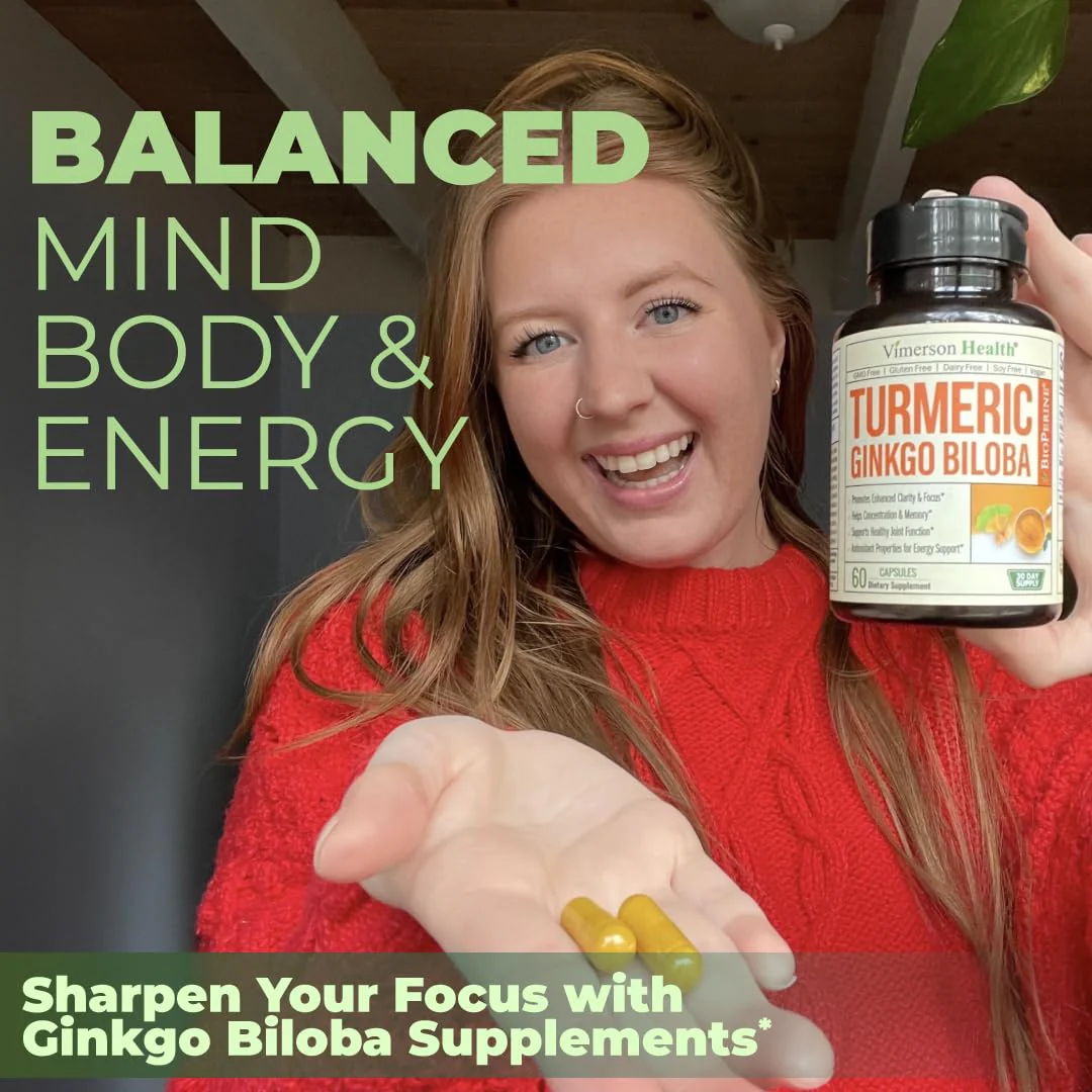 Ginkgo Biloba & Turmeric Curcumin Supplement with BioPerine – Vimerson Health | 120 Vegan Capsules - Image 17