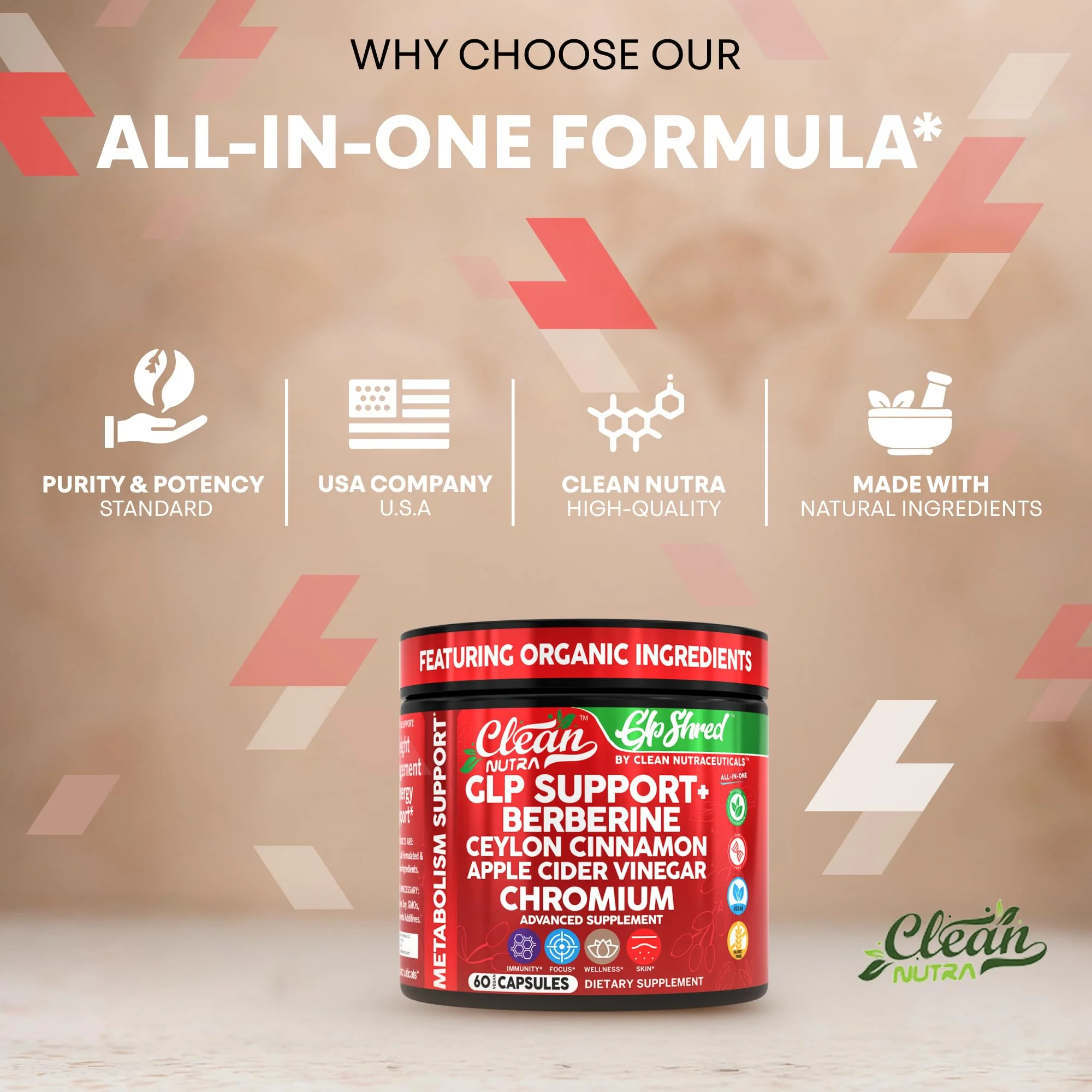 GLP Shred with Berberine, Cinnamon, ACV & Turmeric – 60 Vegan Capsules | Clean Nutra - Image 7