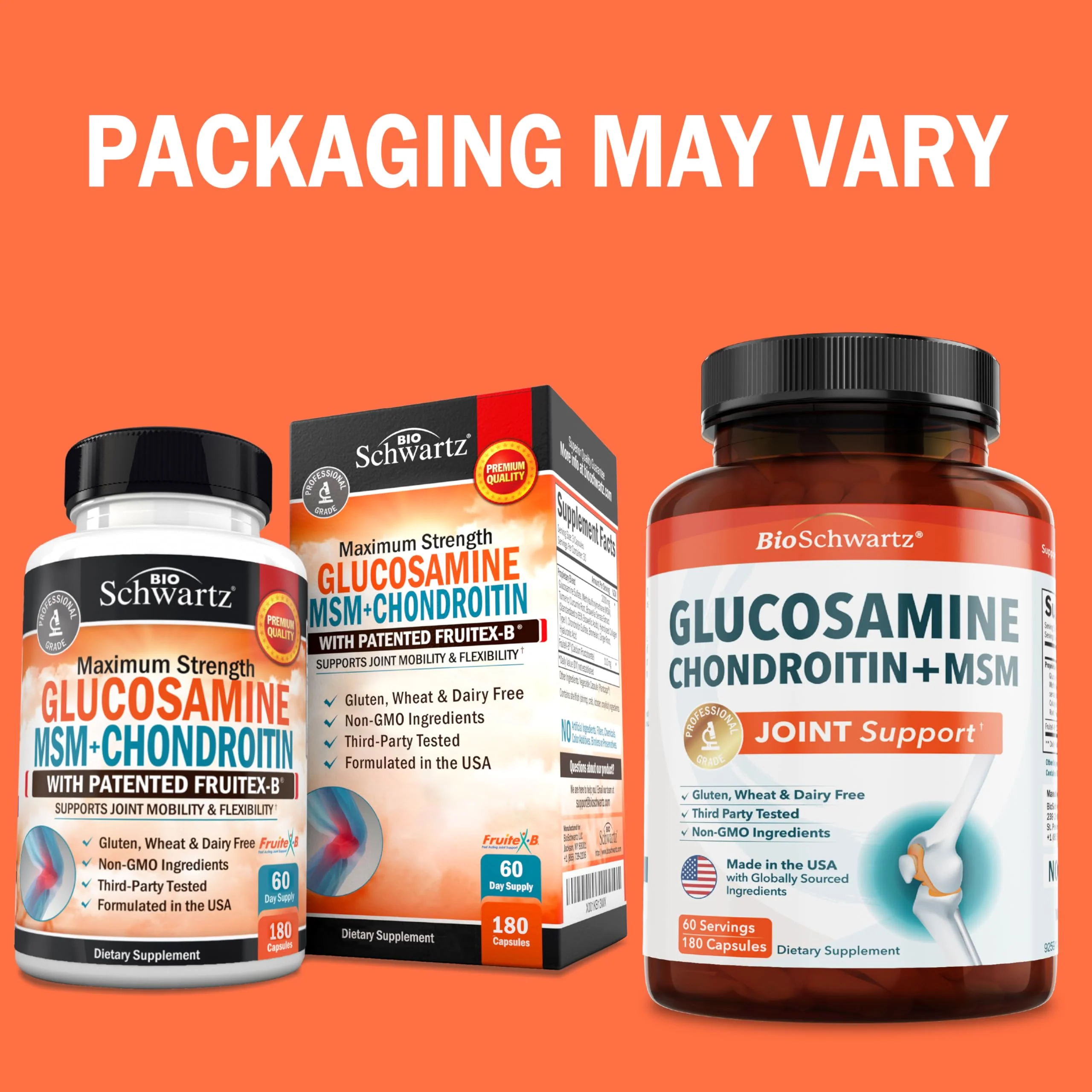 Glucosamine Chondroitin MSM Joint Support – Collagen, Turmeric, Hyaluronic Acid | Gluten Free, Non-GMO, 180 Capsules - Image 2