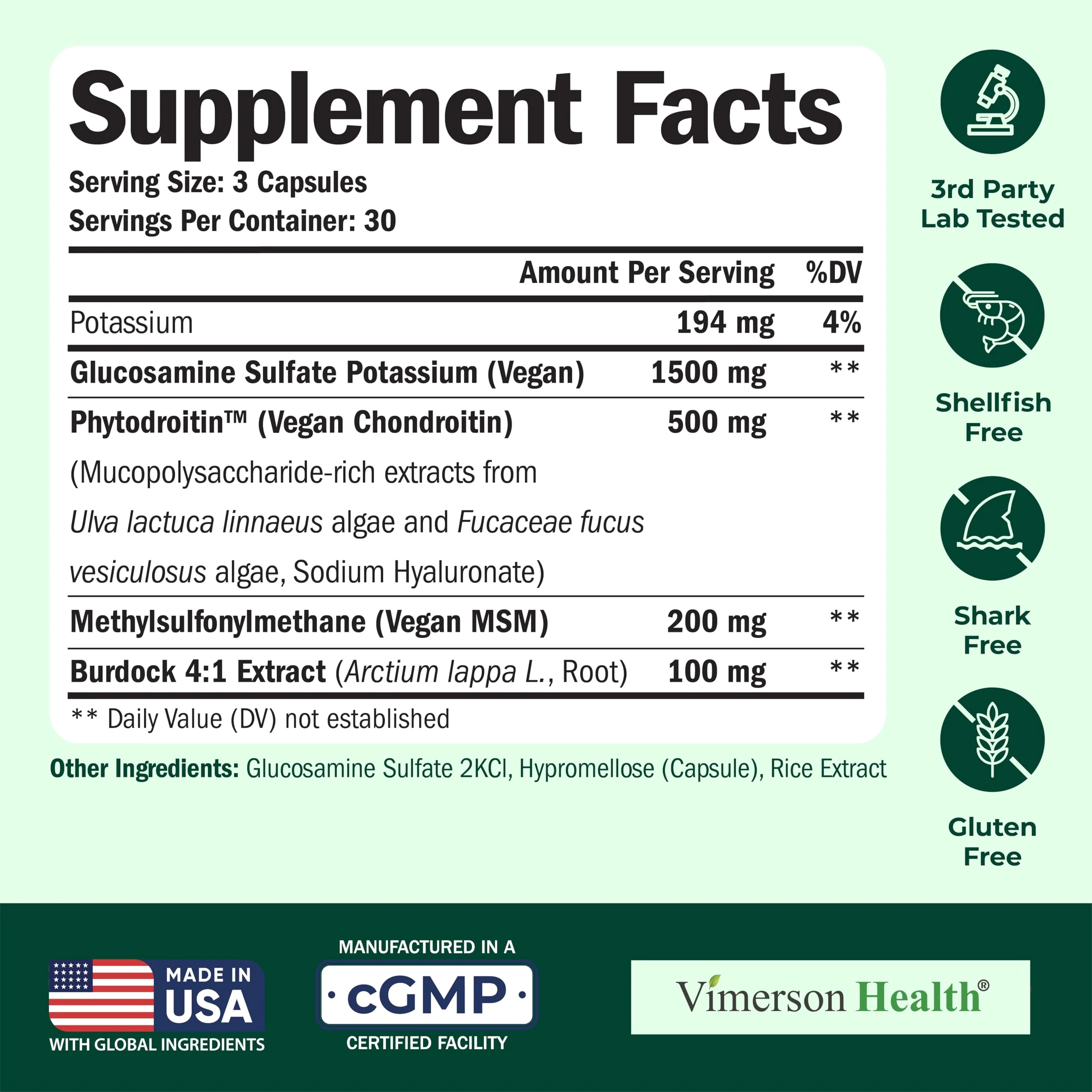 Glucosamine Chondroitin MSM – Vegan Joint Support with Glucosamine Sulfate 1500 mg | 2 Pack - Image 3