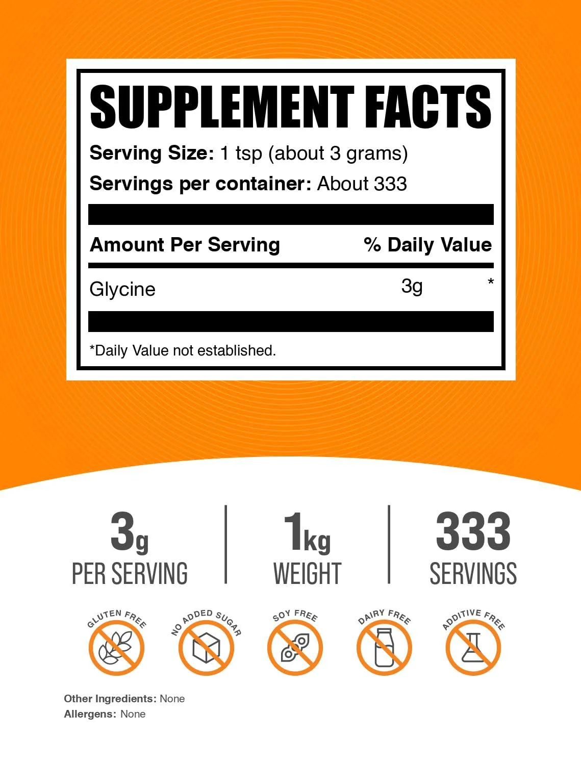 Glycine Powder - Unflavored, Gluten Free | BulkSupplements.com 1kg (2.2 lbs) - Image 2