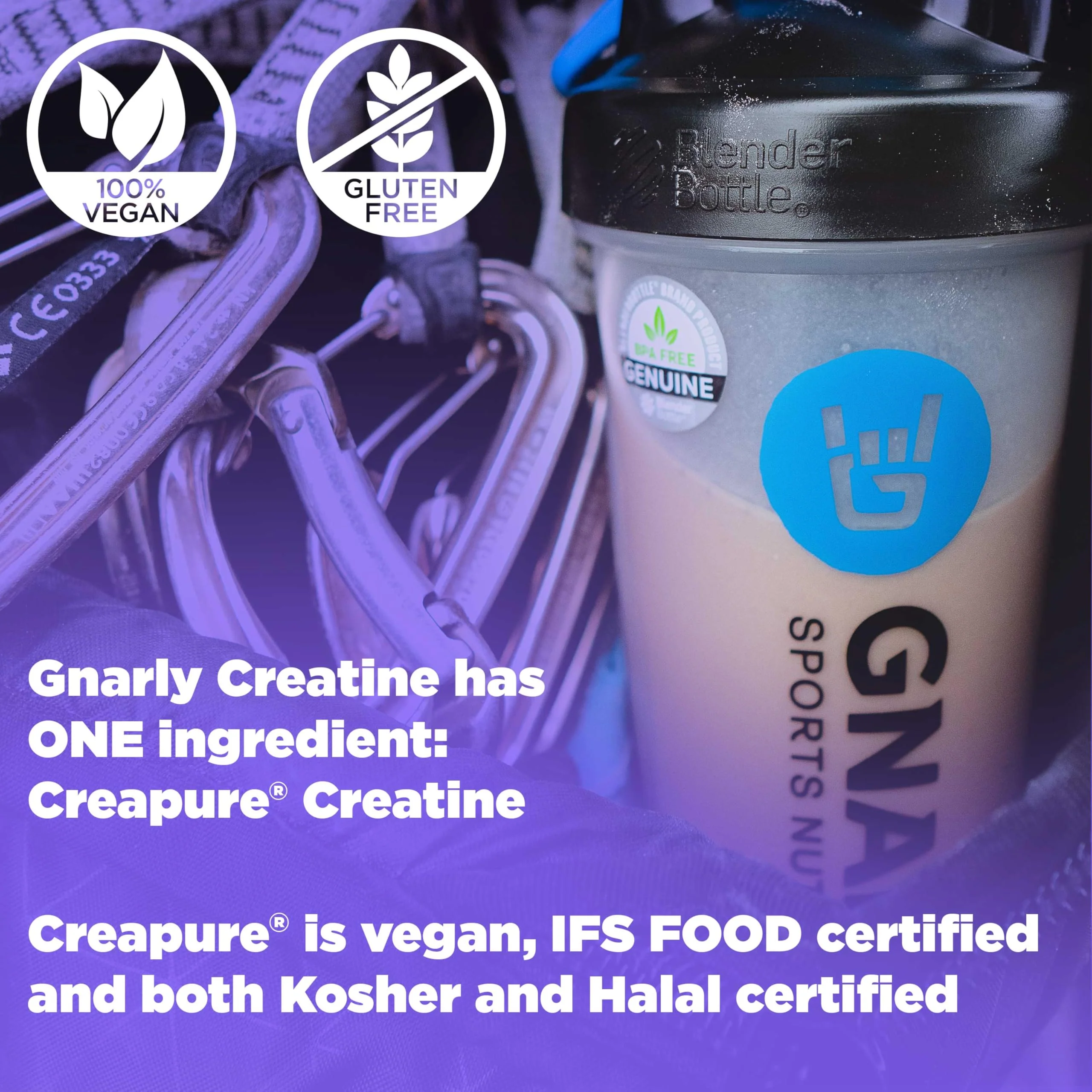Gnarly Creatine Powder – Creapure, Vegan Creatine, NSF Sport Certified | 5g Monohydrate, Unflavored, 15.87 oz - Image 3