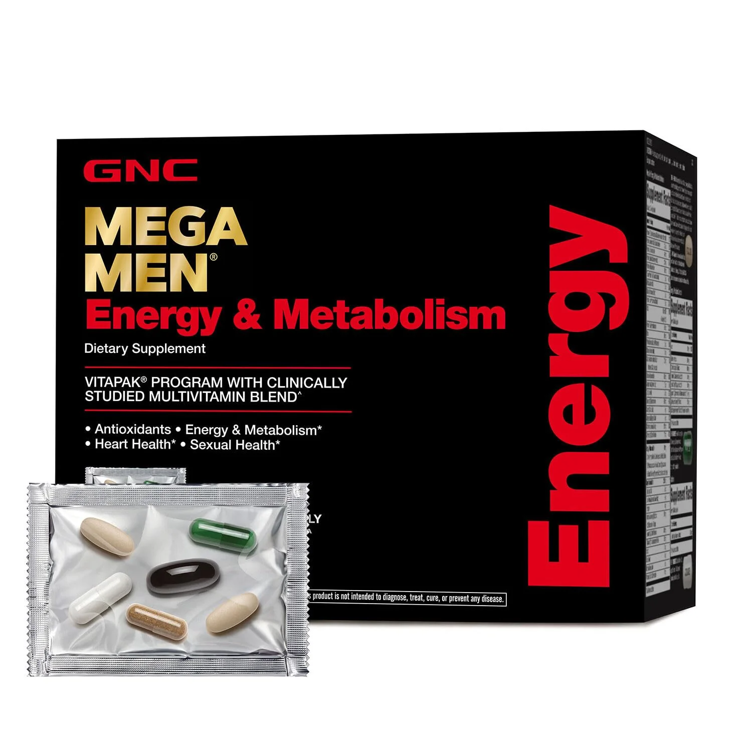 GNC Mega Men Energy & Metabolism Vitapak — 5-in-1 Pack, 300mg Caffeine, 30 Daily Packs - Image 11