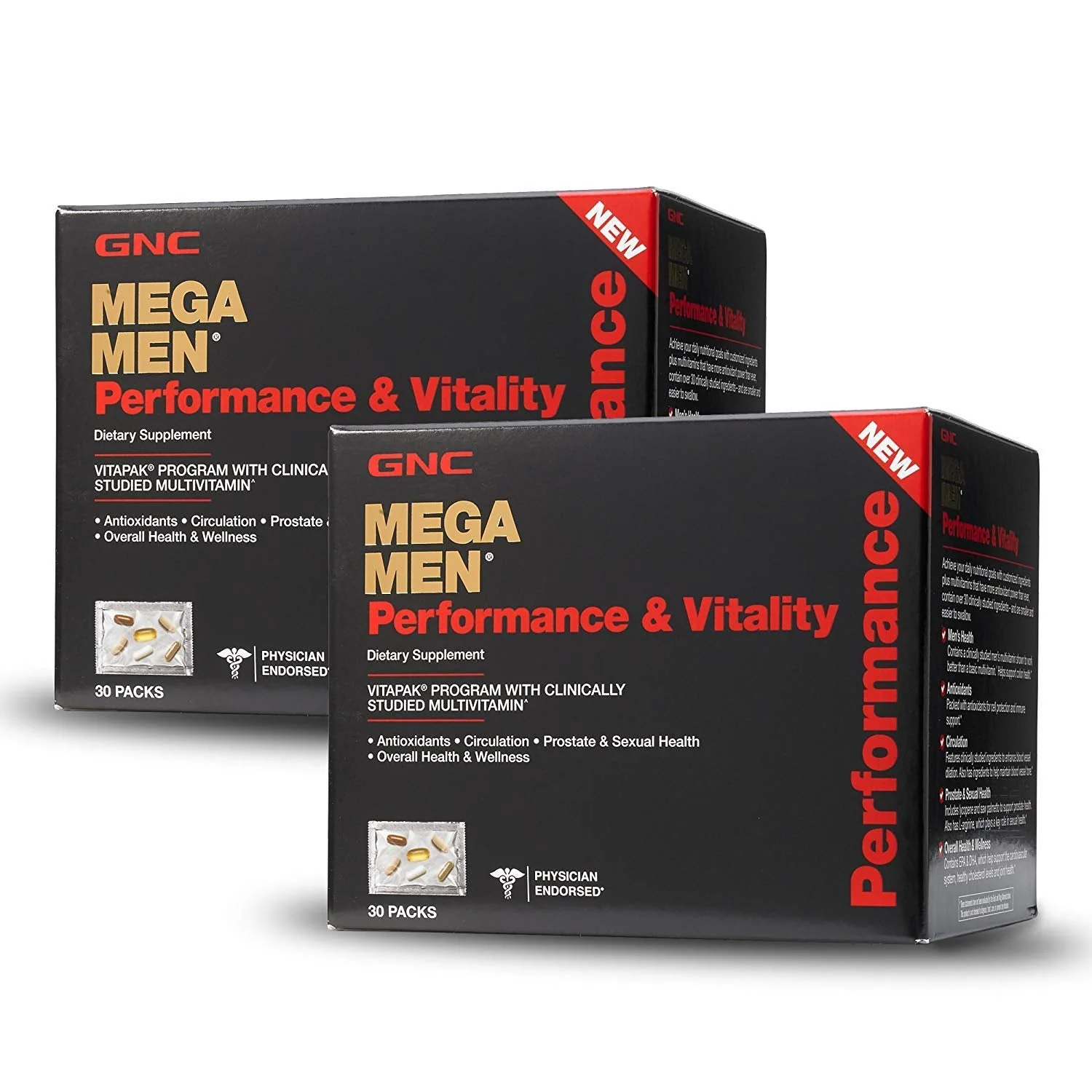 GNC Mega Men Performance Vitality - 30 Packs | Clinically Studied Multivitamin Vitapak - Image 2