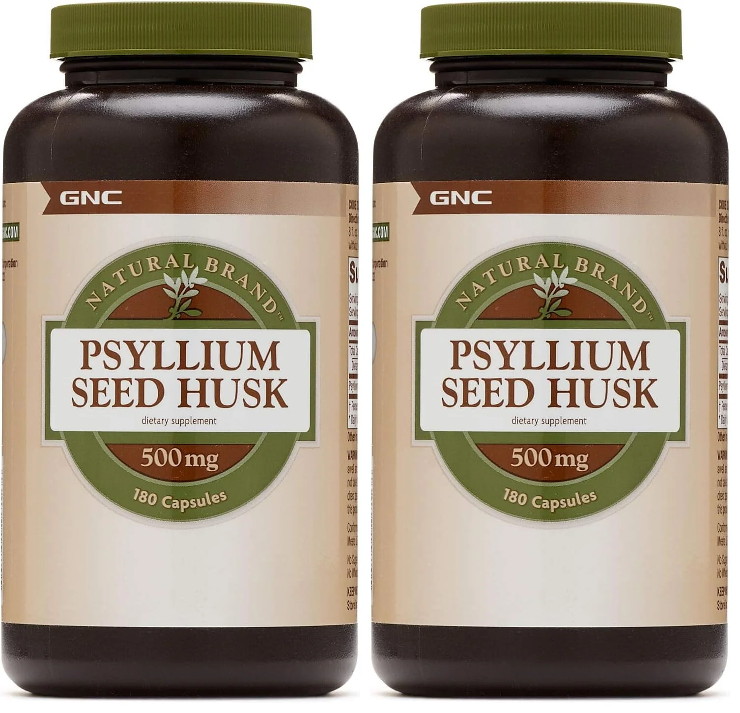 GNC Natural Brand Psyllium Seed Husk 500 mg - Digestive Health Support, 180 Capsules per Bottle (Pack of 2) - Image 4