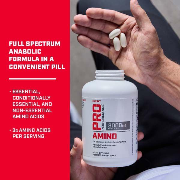GNC Pro Performance Amino 3000mg Softgels — 240 Count for Protein Synthesis & Muscle Repair - Image 2