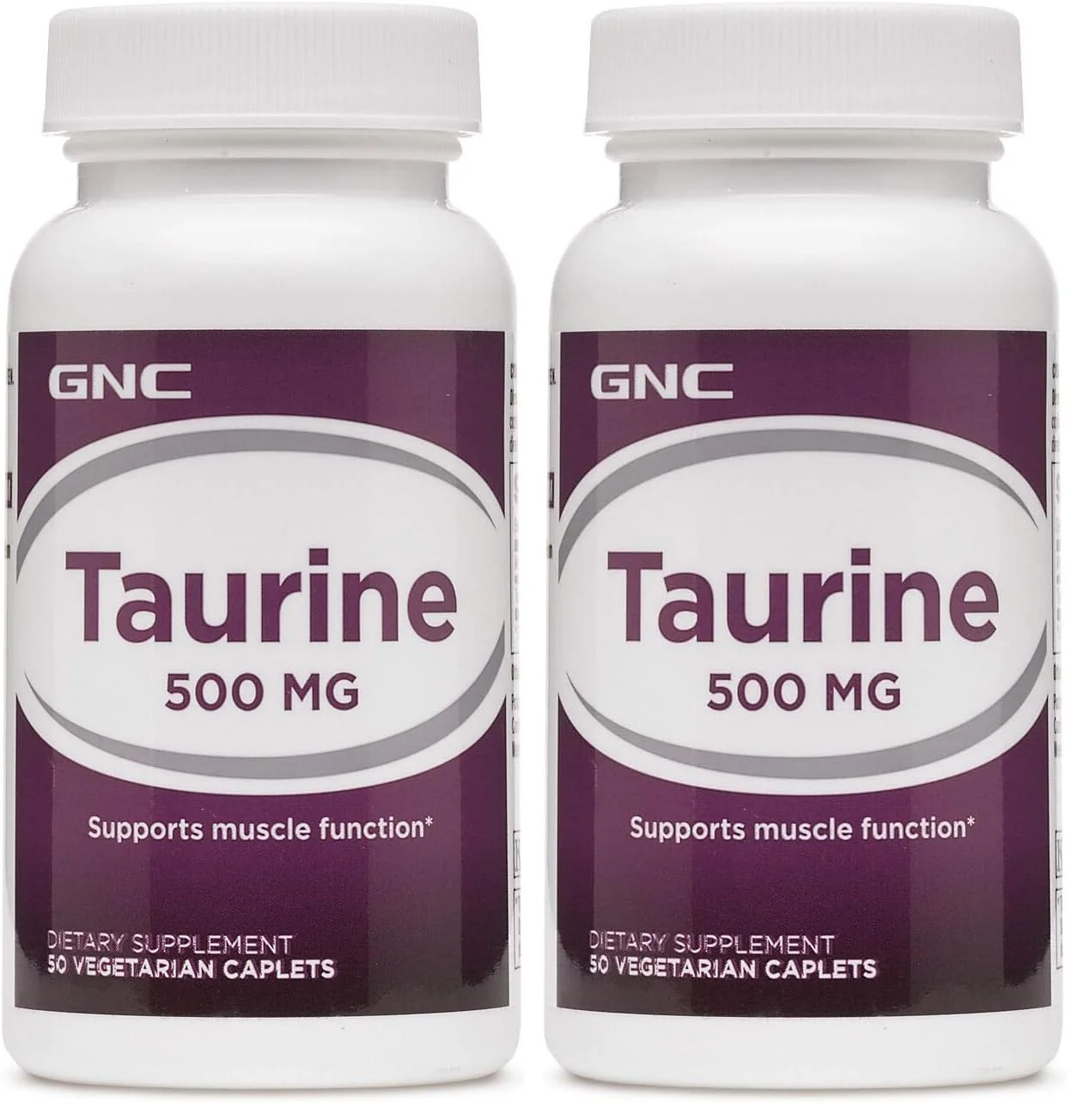 GNC Taurine 500mg – 50 Caplets (Pack of 2) | Supports Muscle Function
