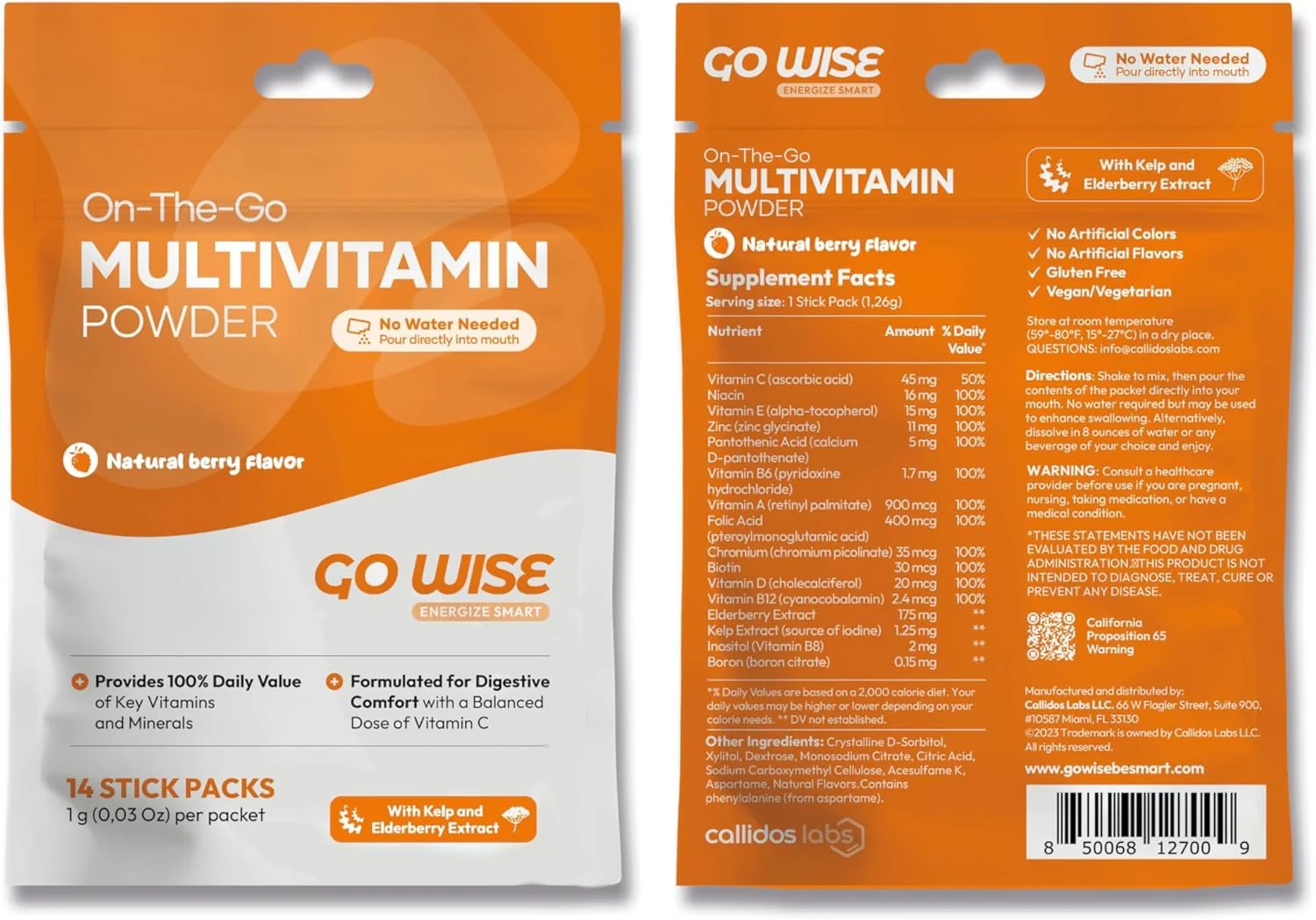 Go Wise On The Go Multivitamin Powder - Natural Berry (Pack of 3) | 14 Travel Sticks - Image 6