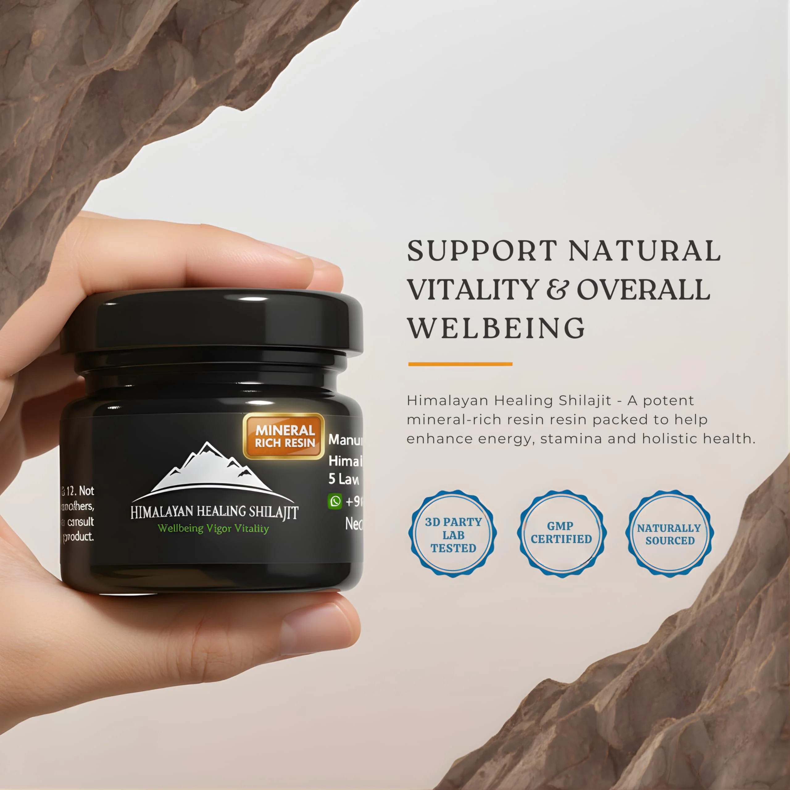 Gold Grade Himalayan Shilajit Resin – 30g | 500mg Max Potency | Lab Tested | 85+ Minerals & Fulvic Acid | For Men & Women - Image 2