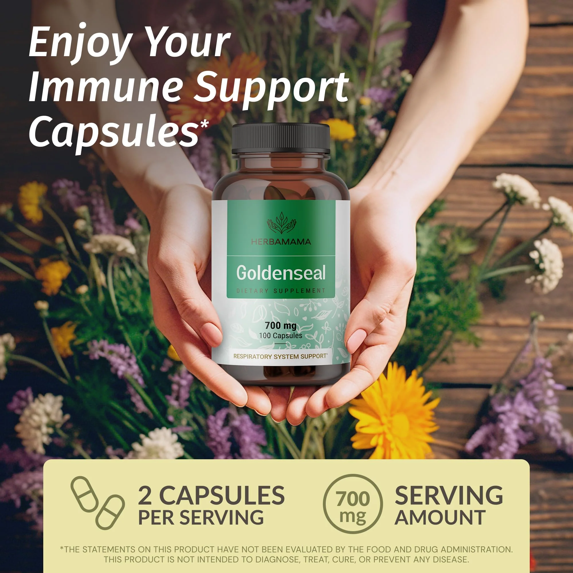 Goldenseal Root Capsules 700mg - Immune & Respiratory Support | Vegan, Non-GMO (Pack of 2) - Image 3