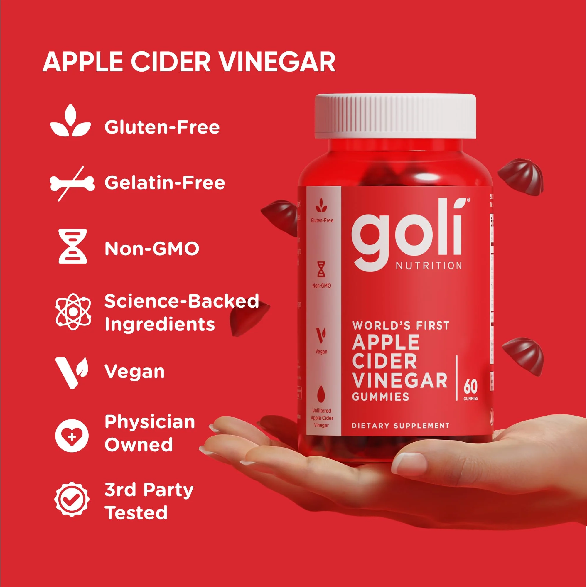 Goli Apple Cider Vinegar Gummies – 300 Count, Vegan, Gluten-Free, Non-GMO, B12 & B9 - Image 17