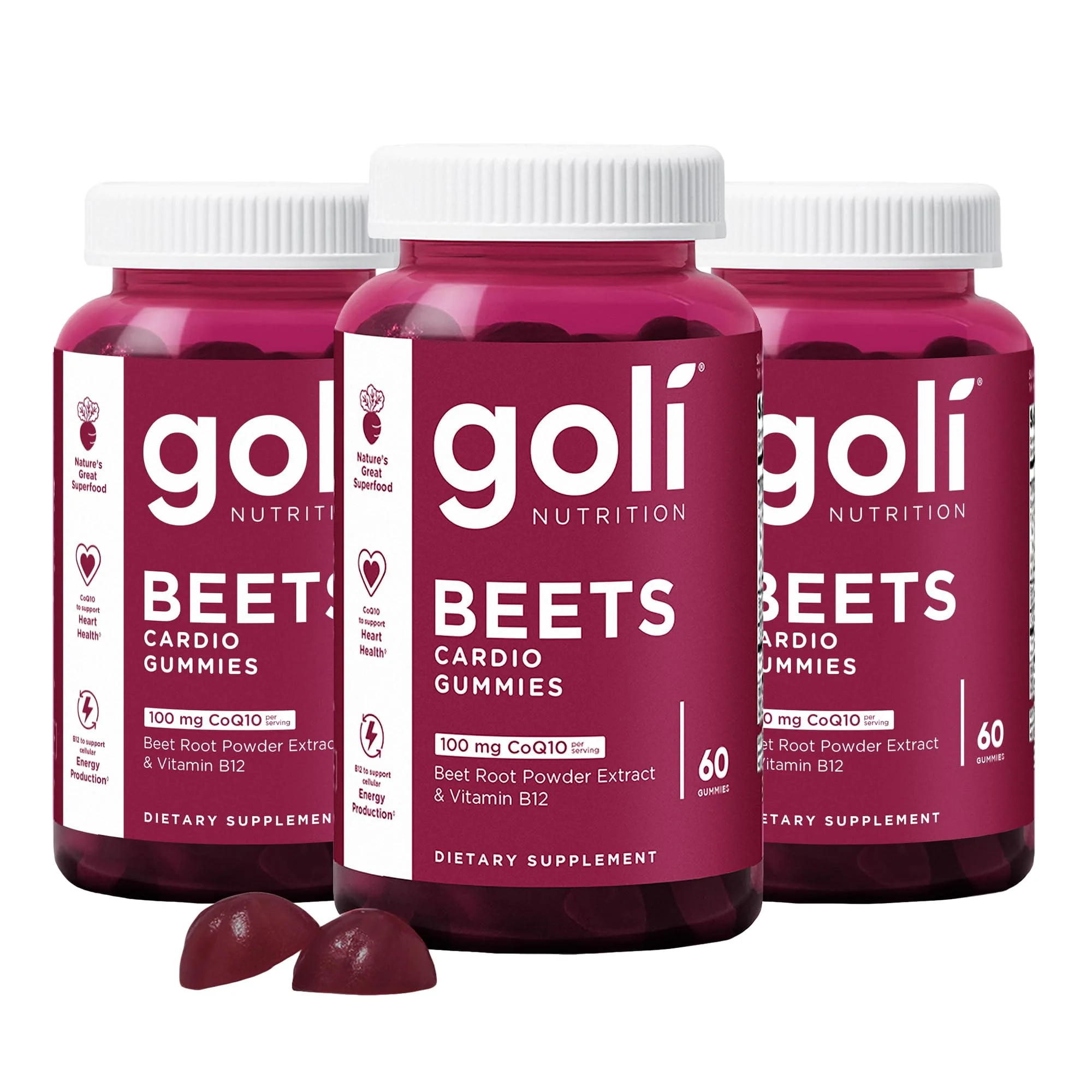 Goli Beets Cardio Gummies with CoQ10 & Vitamin B12 – Beetroot Extract for Cardiovascular Wellness – Vegan, Non-GMO, Gluten-Free – 60 Count (3 Pack) - Image 7