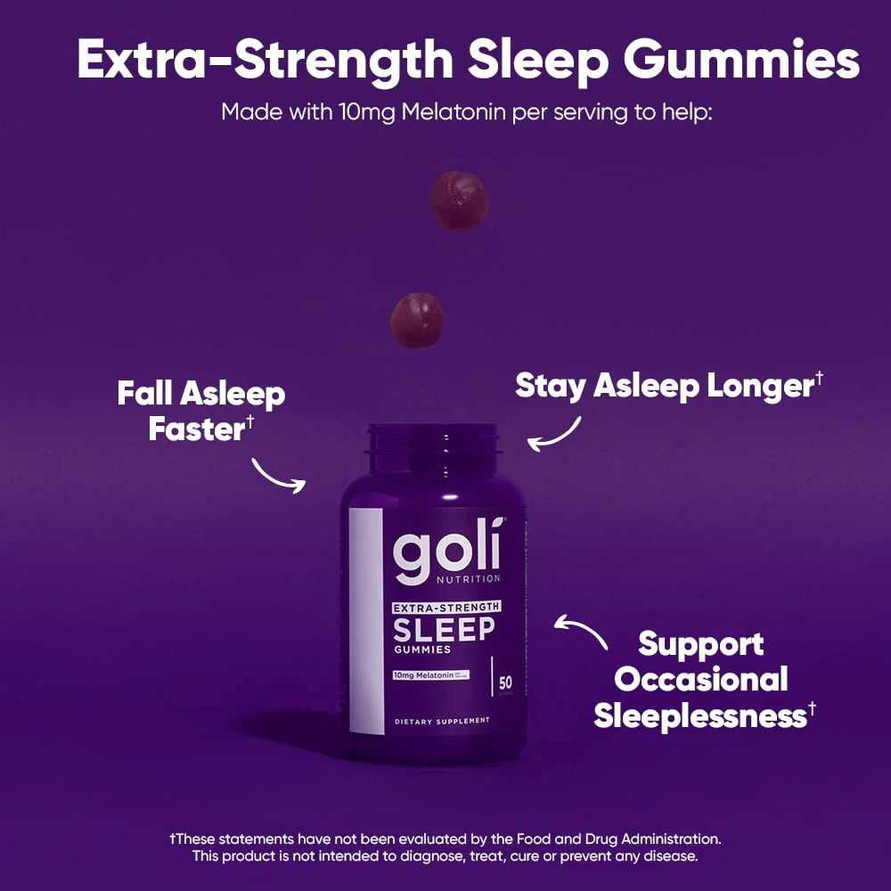 Goli Extra-Strength Sleep Gummies with 10 mg Melatonin – 150 Count | Vegan, Gluten-Free, Gelatin-Free - Image 2