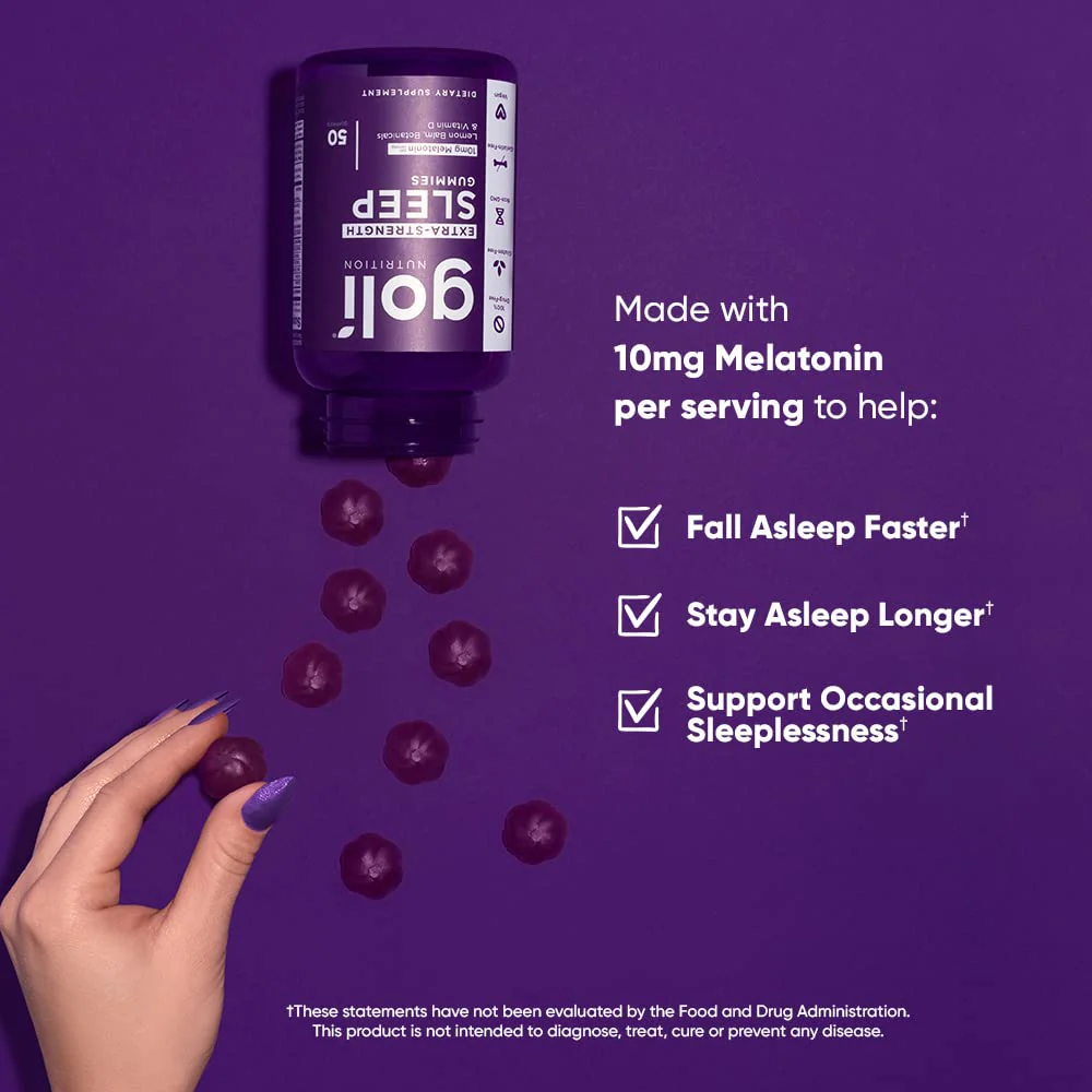 Goli Extra-Strength Sleep Gummies with 10 mg Melatonin – 150 Count | Vegan, Gluten-Free, Gelatin-Free - Image 4
